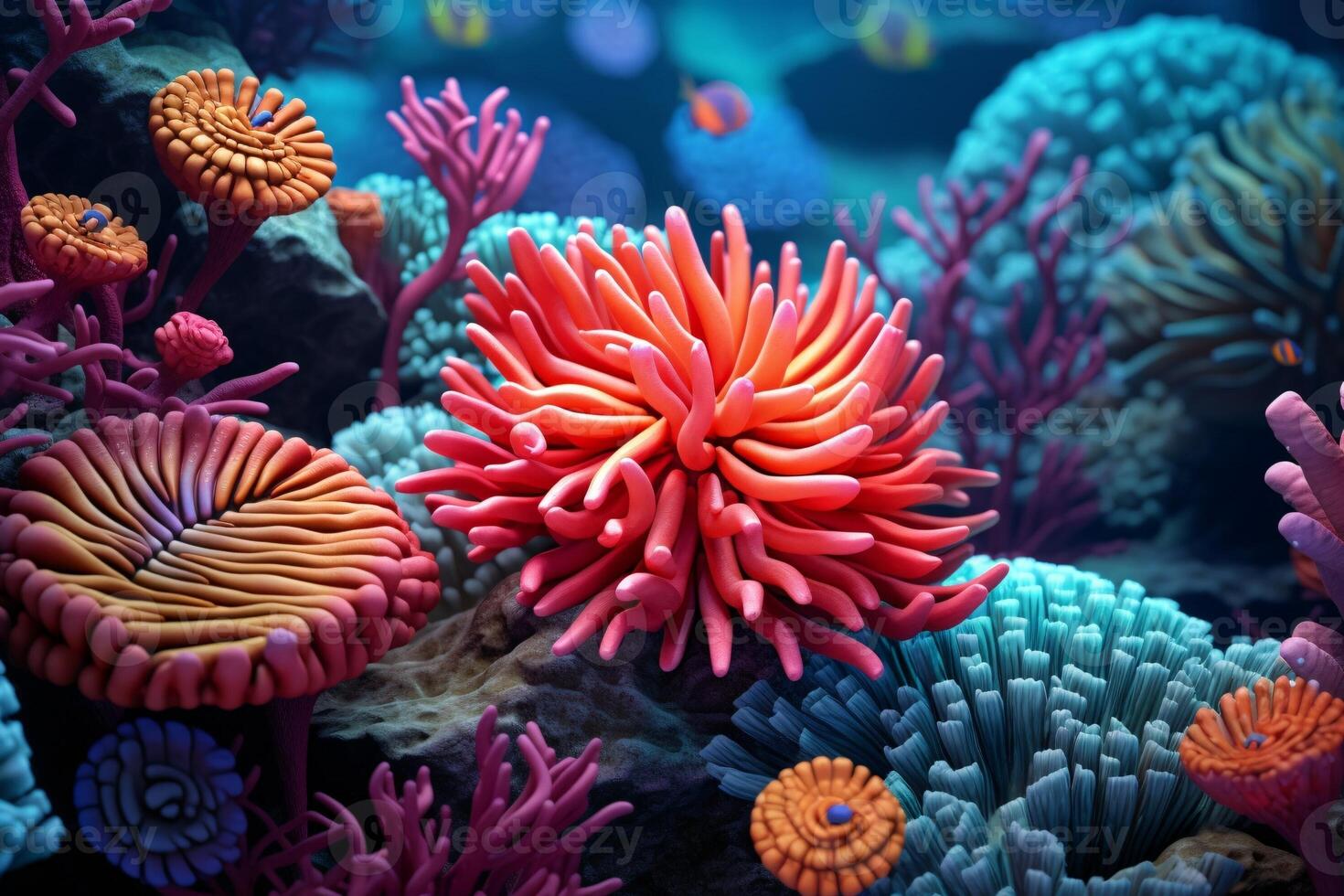 ai gegenereerd koraal rif behang, foto
