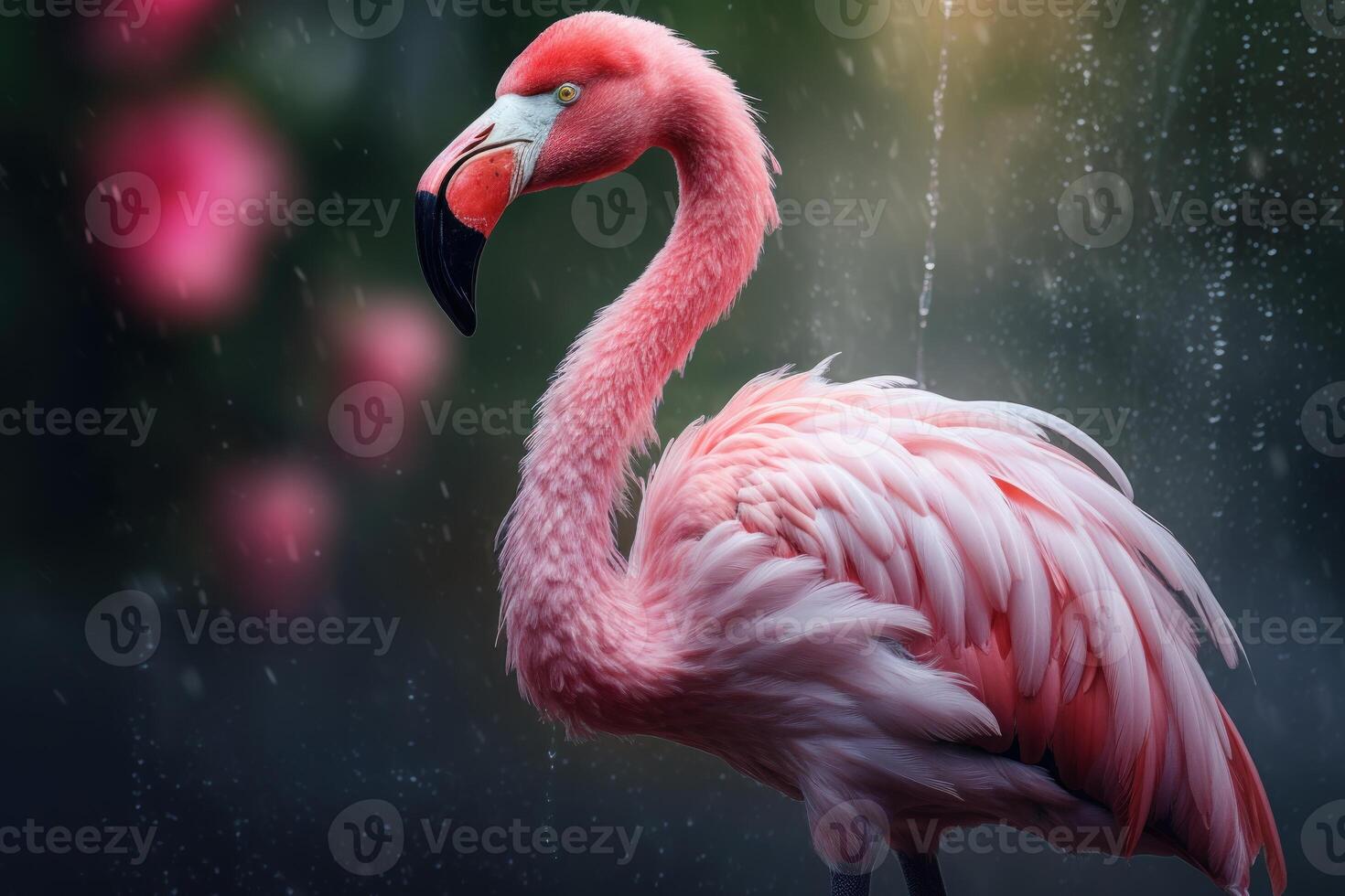 ai gegenereerd uniek roze flamingo safari. genereren ai foto