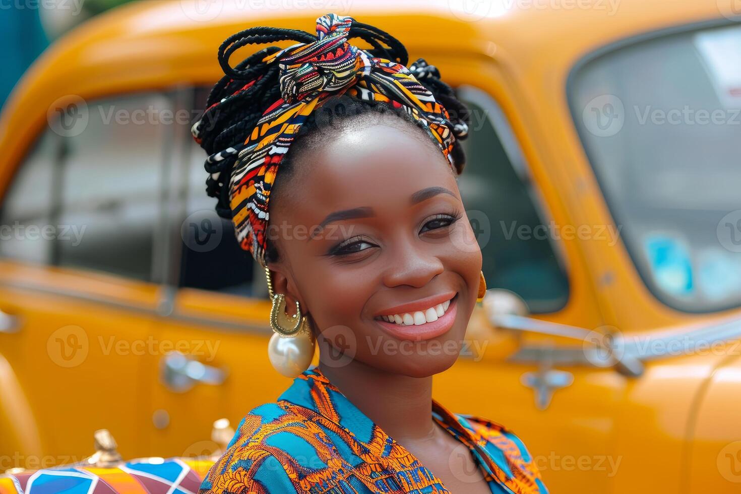 ai gegenereerd ambitieus Afrikaanse vrouw ondernemer in auto. genereren ai foto