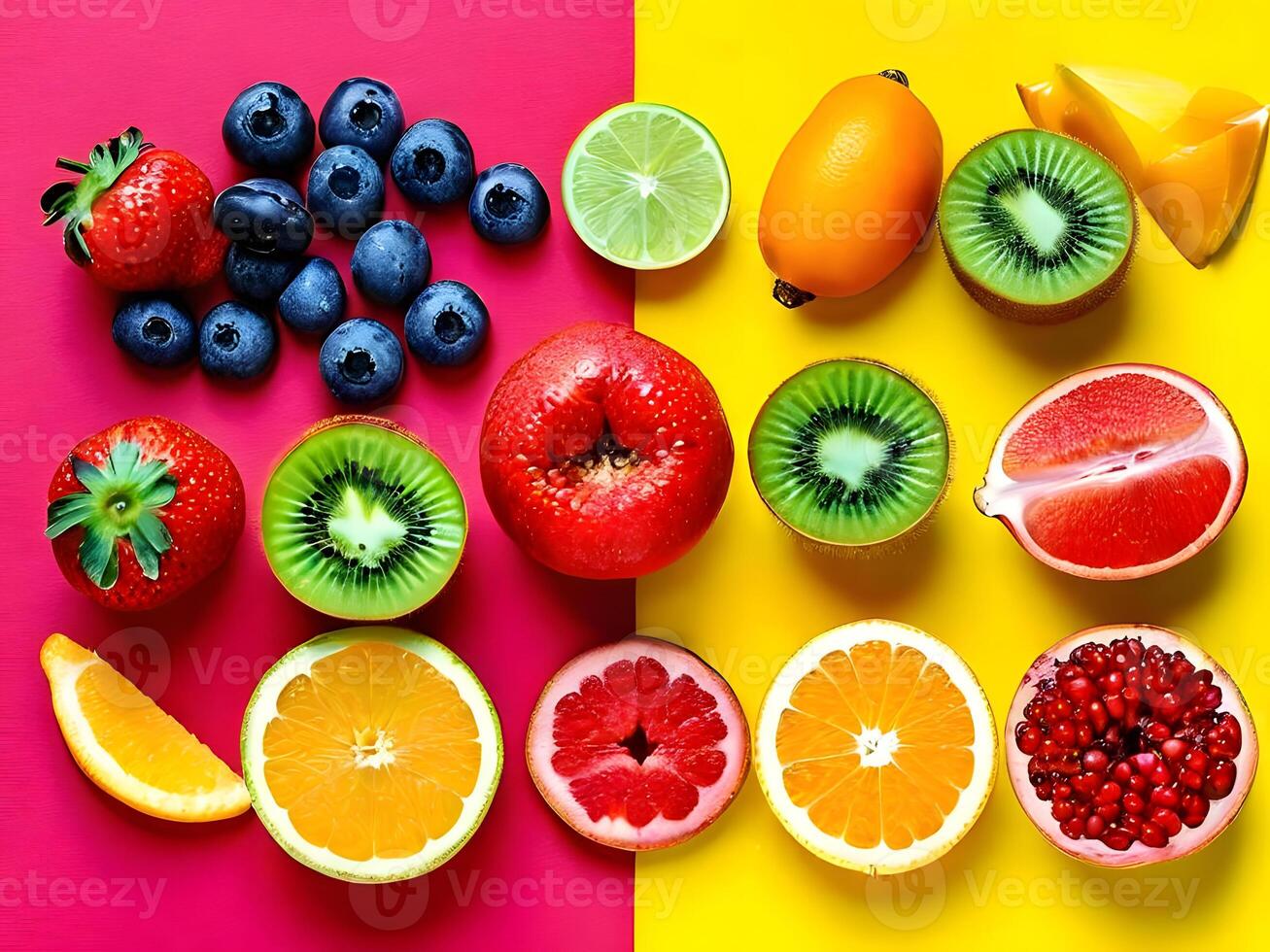 ai gegenereerd verschillend types van vers fruit foto