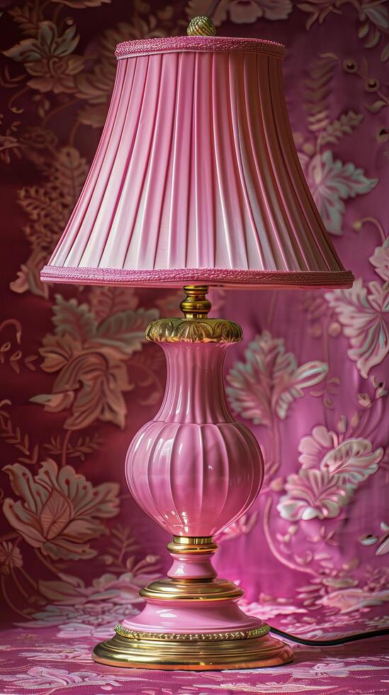 ai gegenereerd roze lamp met schaduw foto