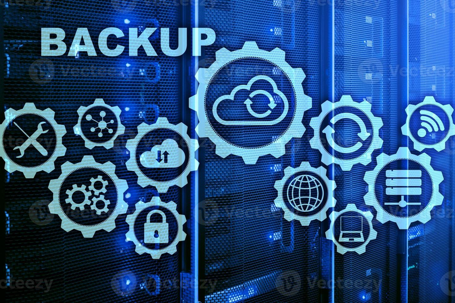 back-up systeemherstel technologie concept op moderne serverruimte achtergrond foto