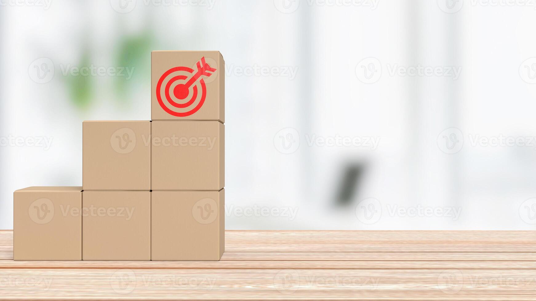 de doelwit pictogrammen Aan papier doos voor bedrijf concept 3d weergave. foto