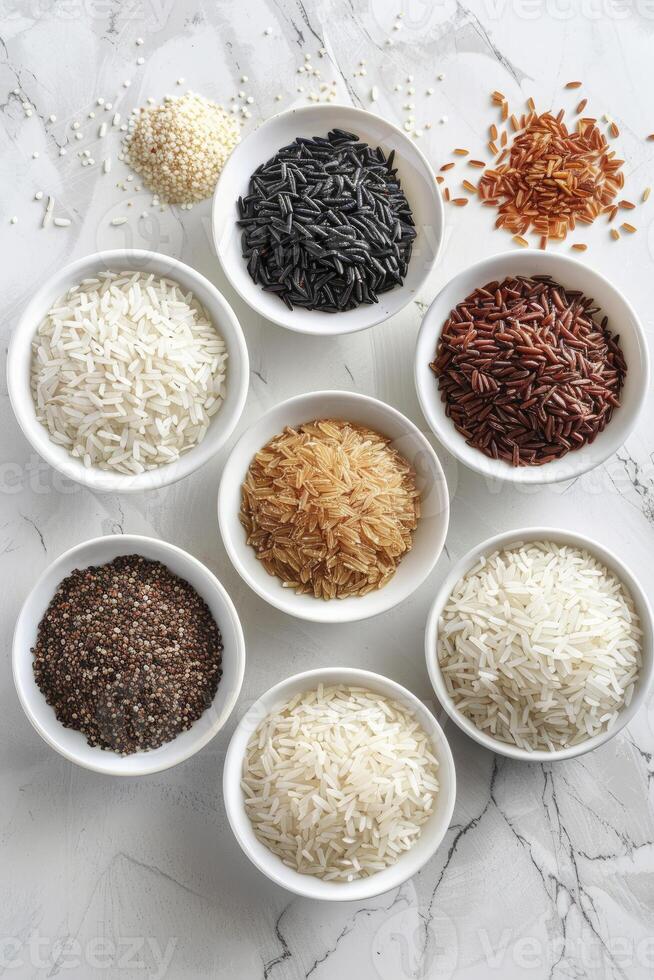 ai gegenereerd verschillend types van rijst- foto