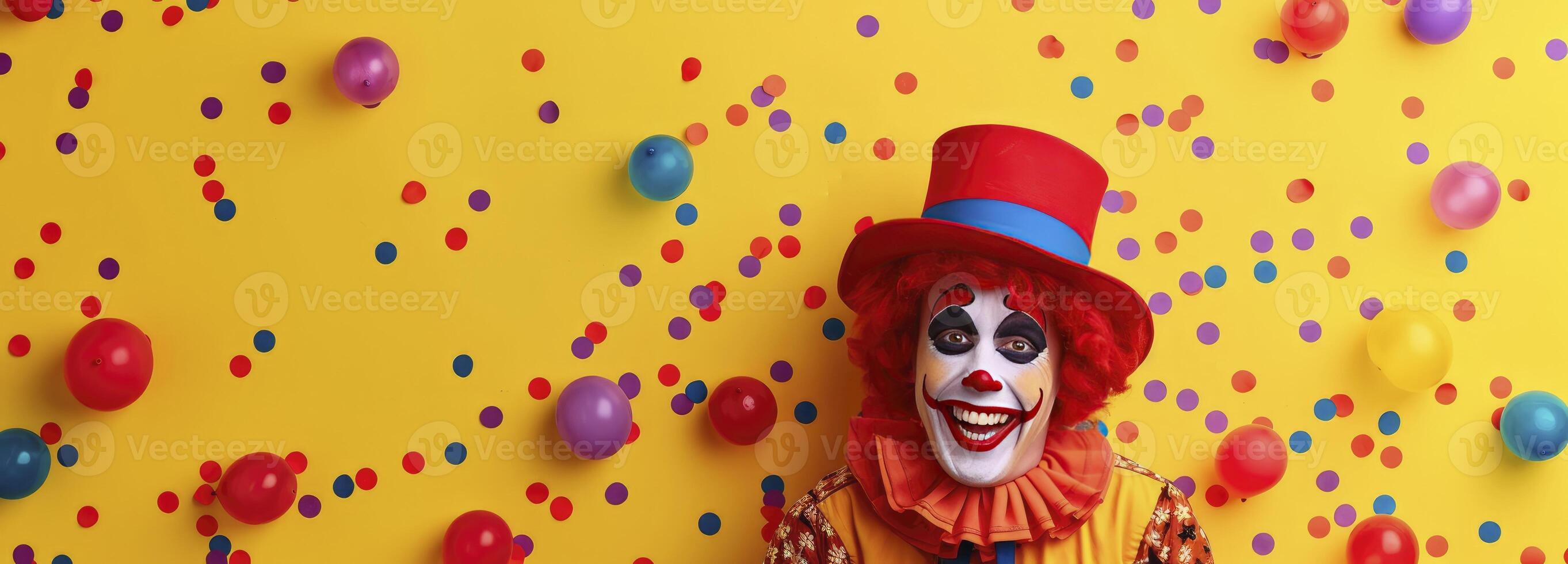 ai gegenereerd circus performer grappig clown april dwazen dag. foto