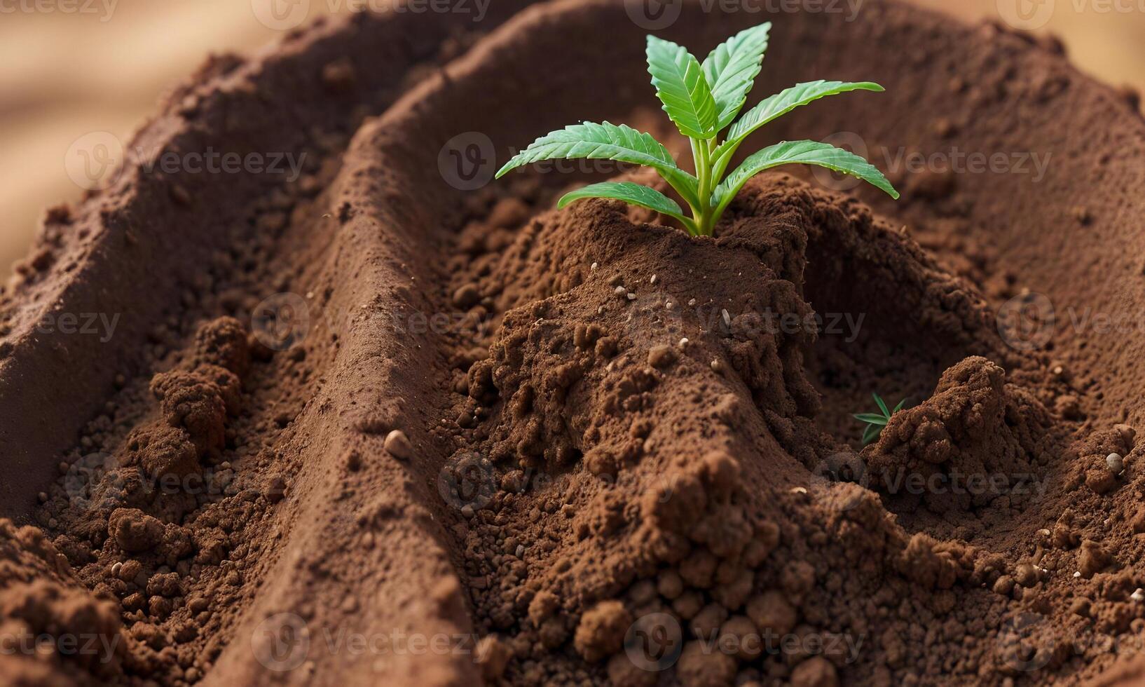 ai gegenereerd planten groeit van bodem, fabriek voortgang, groeit plant, toenemen omhoog van grond foto