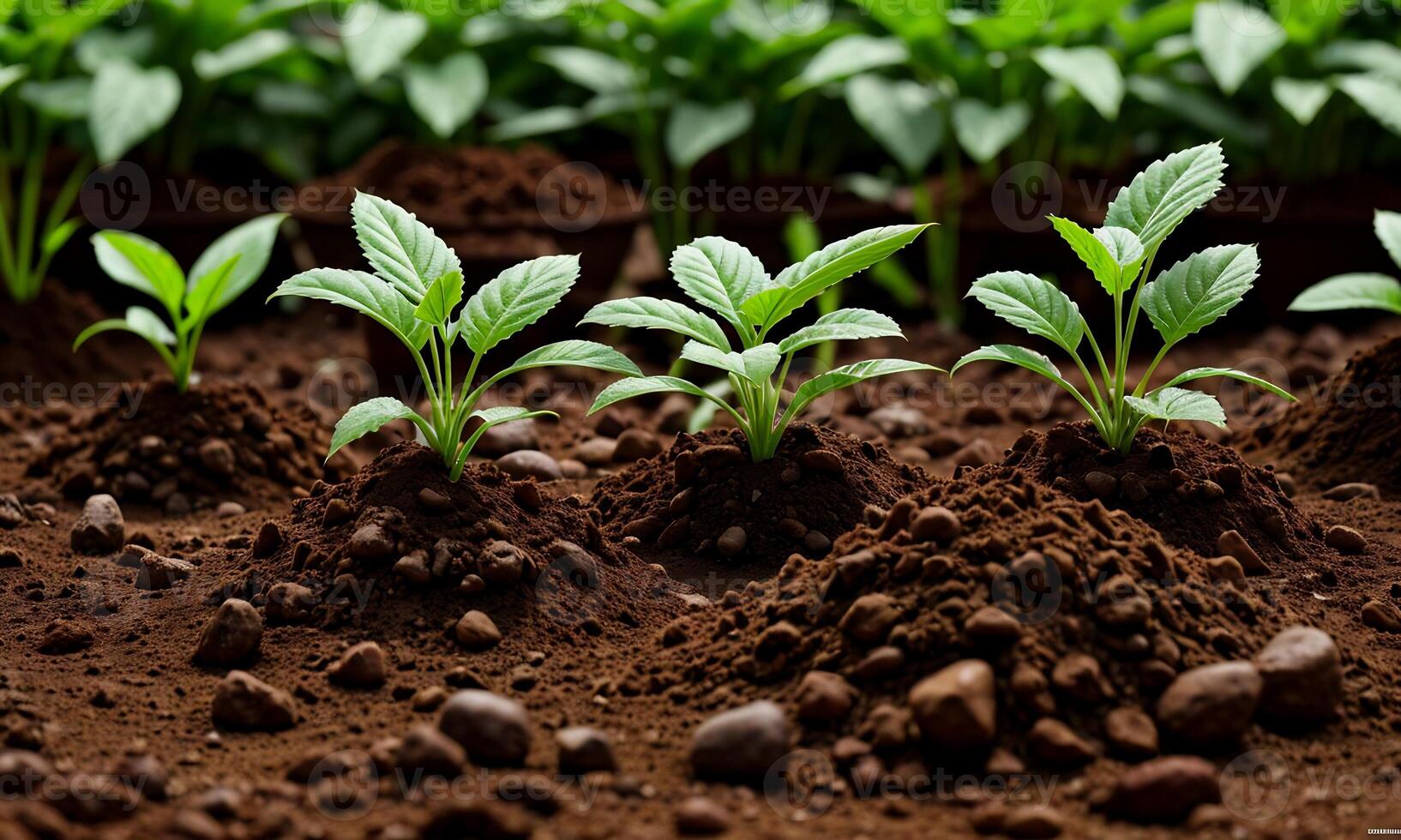 ai gegenereerd planten groeit van bodem, fabriek voortgang, groeit plant, toenemen omhoog van grond foto