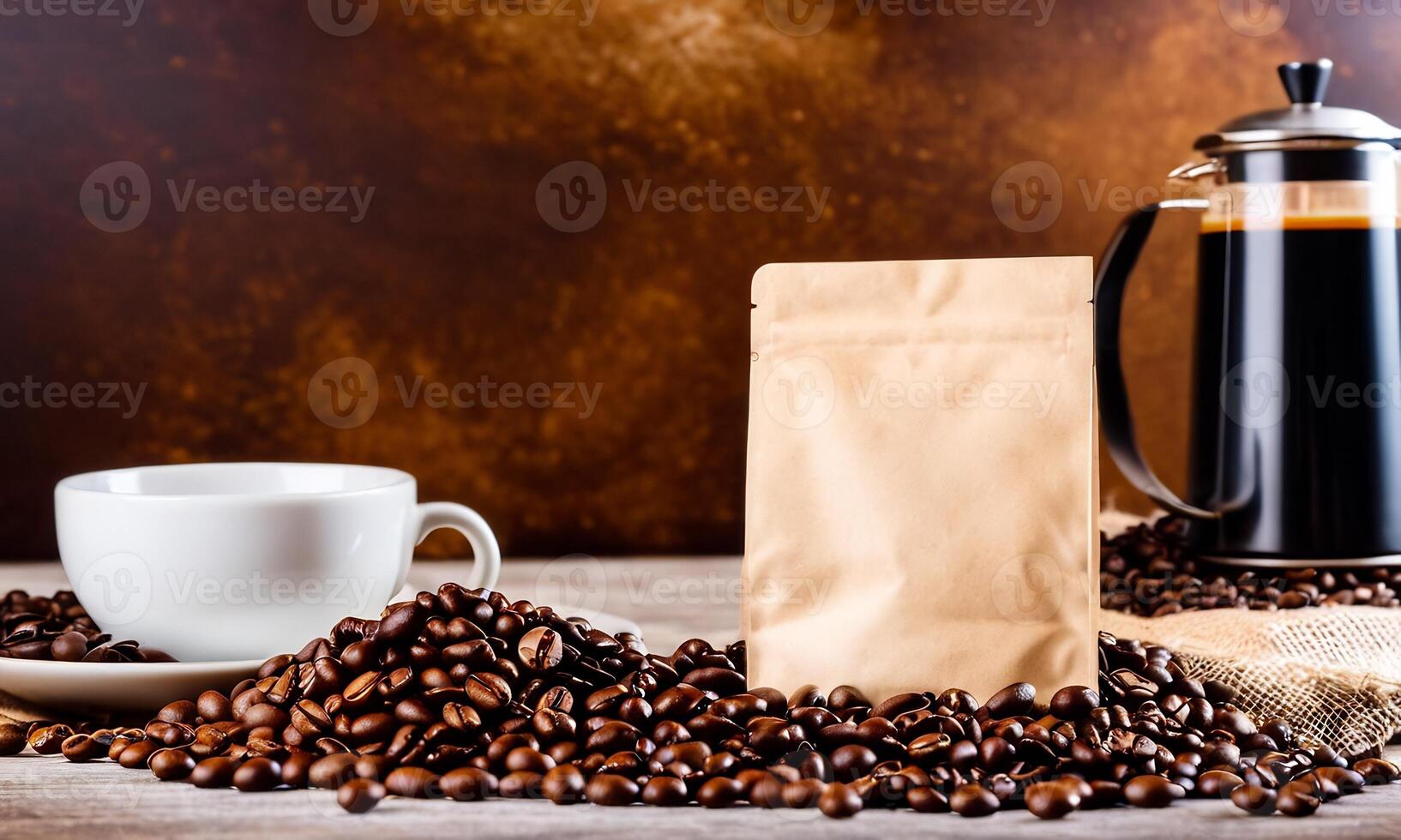 ai gegenereerd koffie kop mockup ontwerp, koffie kop mockup Aan koffie bonen, heet koffie achtergrond, blanco koffie kop testmodellen, papier koffie Tassen foto