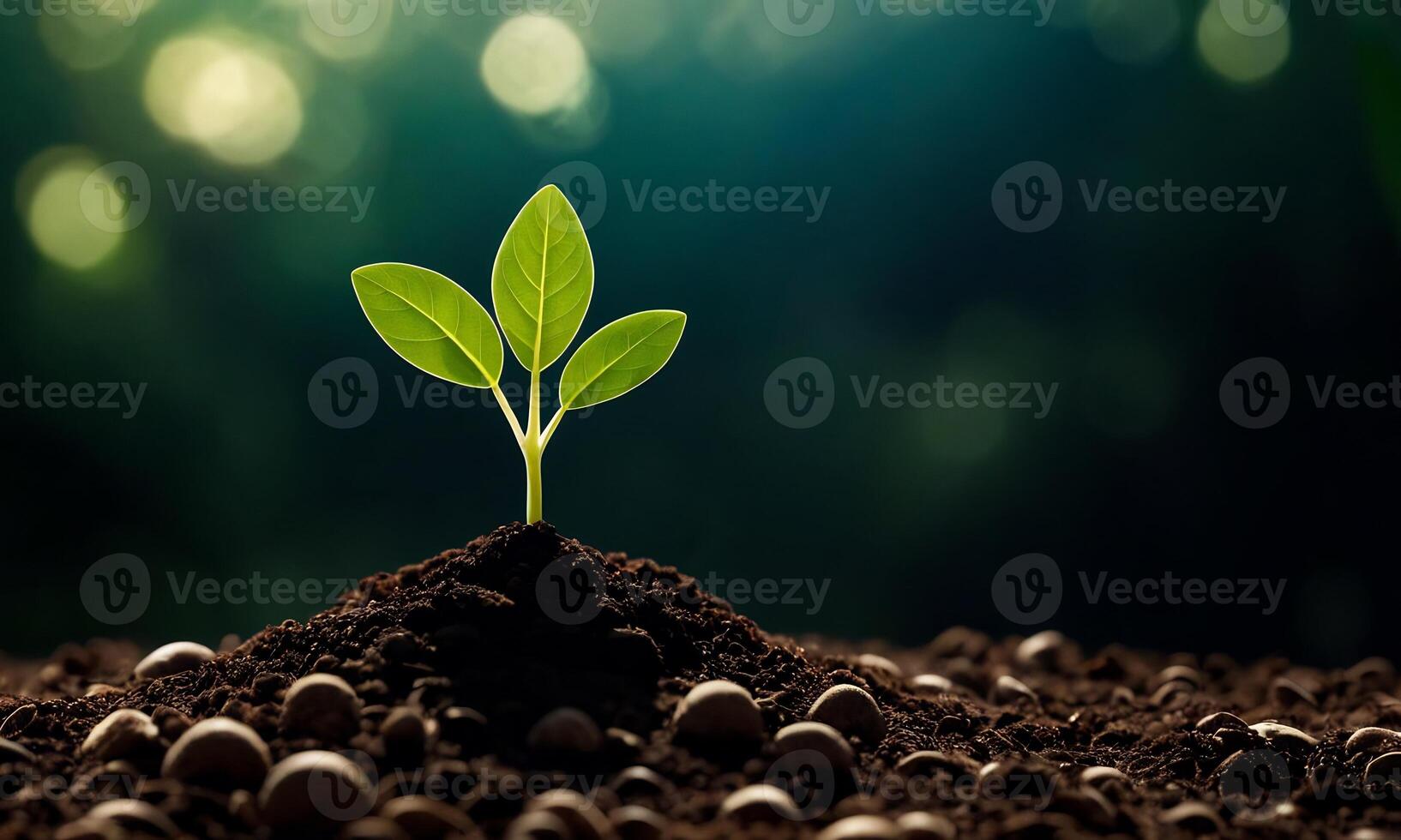 ai gegenereerd planten groeit van bodem, fabriek voortgang, groeit plant, toenemen omhoog van grond foto