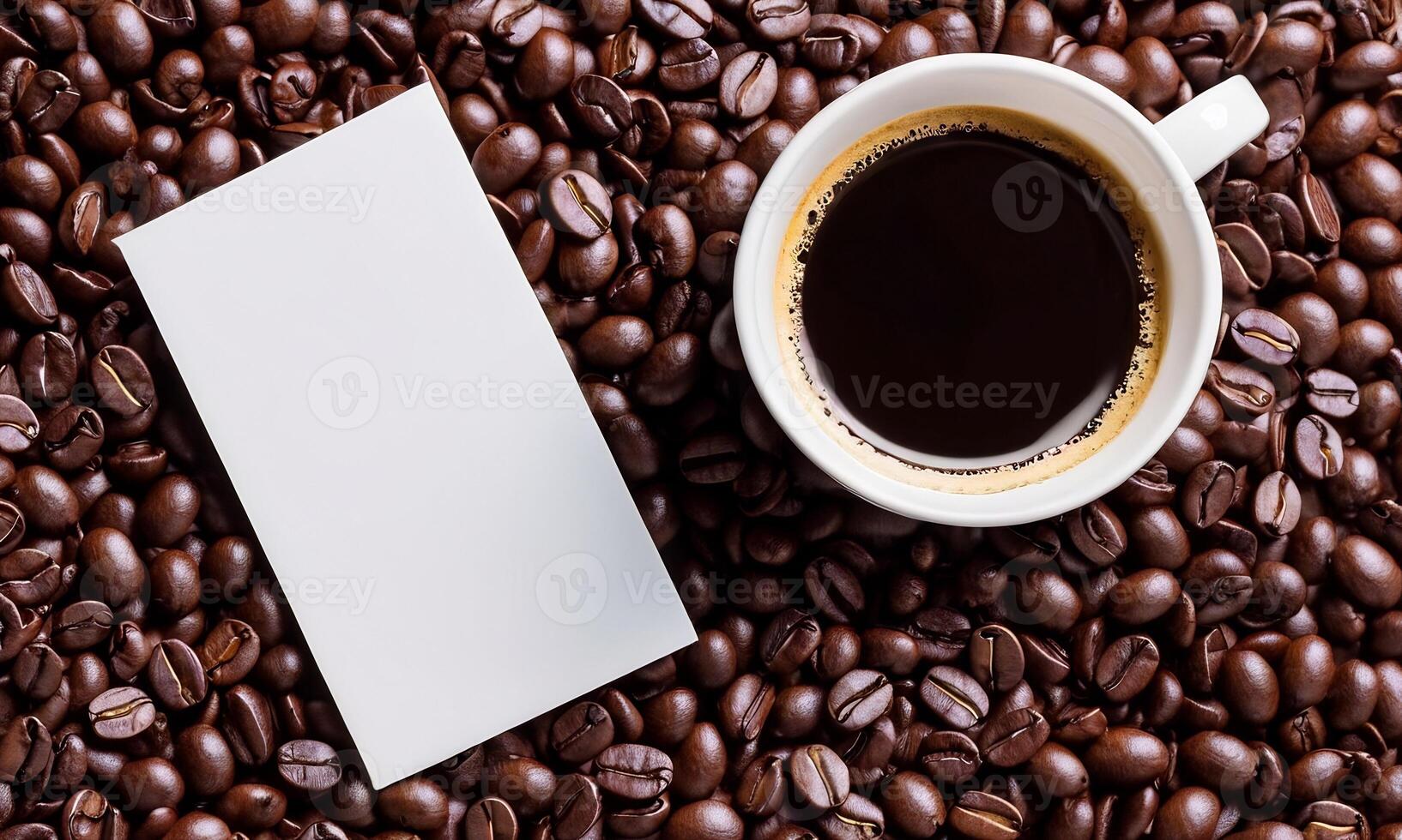 ai gegenereerd koffie kop mockup ontwerp, koffie kop mockup Aan koffie bonen, heet koffie achtergrond, blanco koffie kop testmodellen, papier koffie Tassen foto