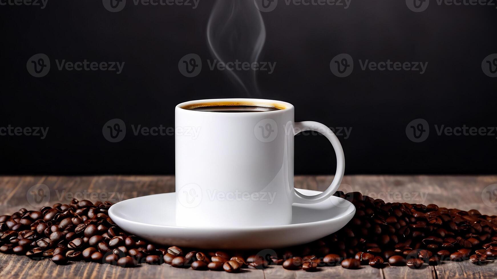 ai gegenereerd koffie kop mockup ontwerp, koffie kop mockup Aan koffie bonen, heet koffie achtergrond, blanco koffie kop testmodellen, papier koffie Tassen foto