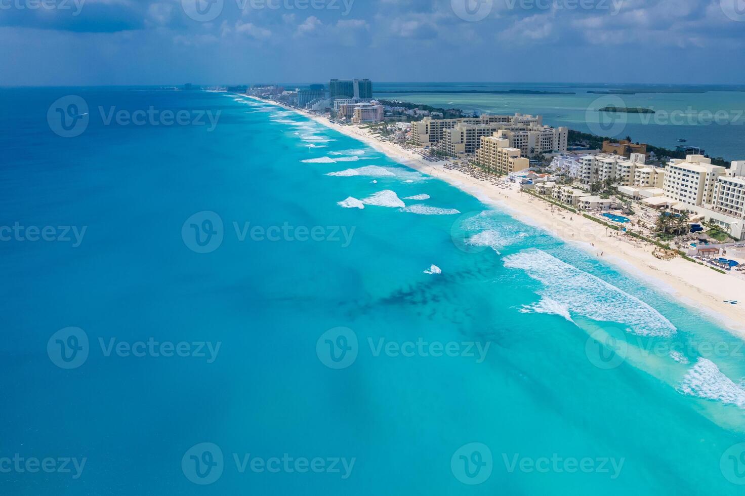 antenne visie van Cancun hotel zone, Mexico foto