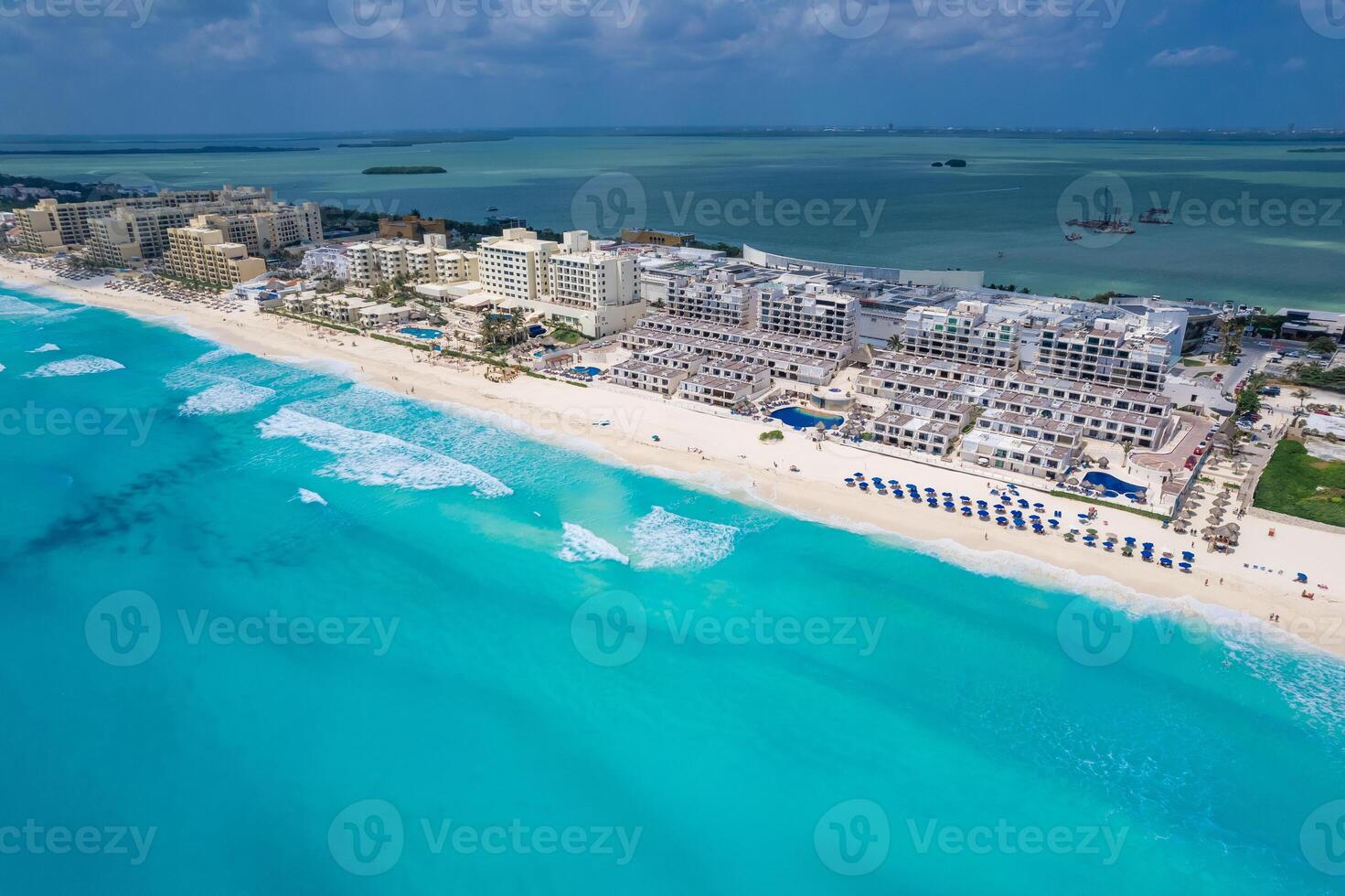 antenne visie van Cancun hotel zone, Mexico foto