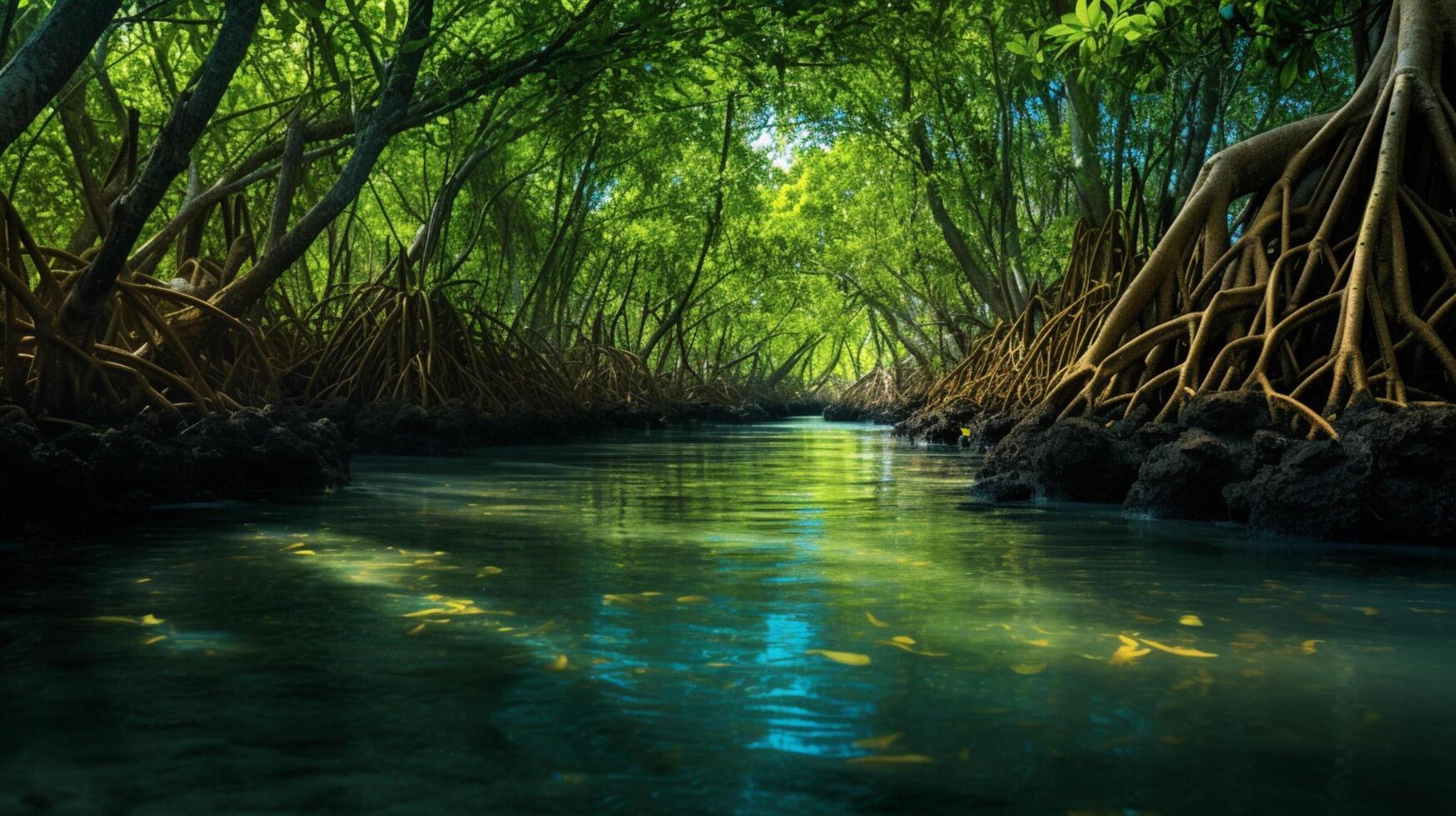 ai gegenereerd mangrove Woud natuur achtergrond foto