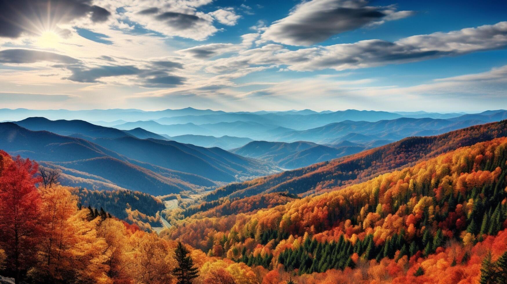 ai gegenereerd berg herfst kleuren achtergrond foto