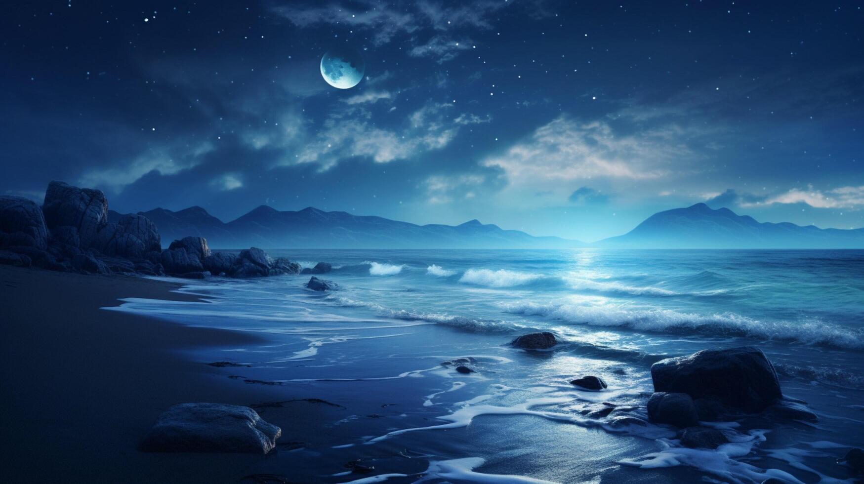 ai gegenereerd oceaan sterrenhemel nacht achtergrond foto