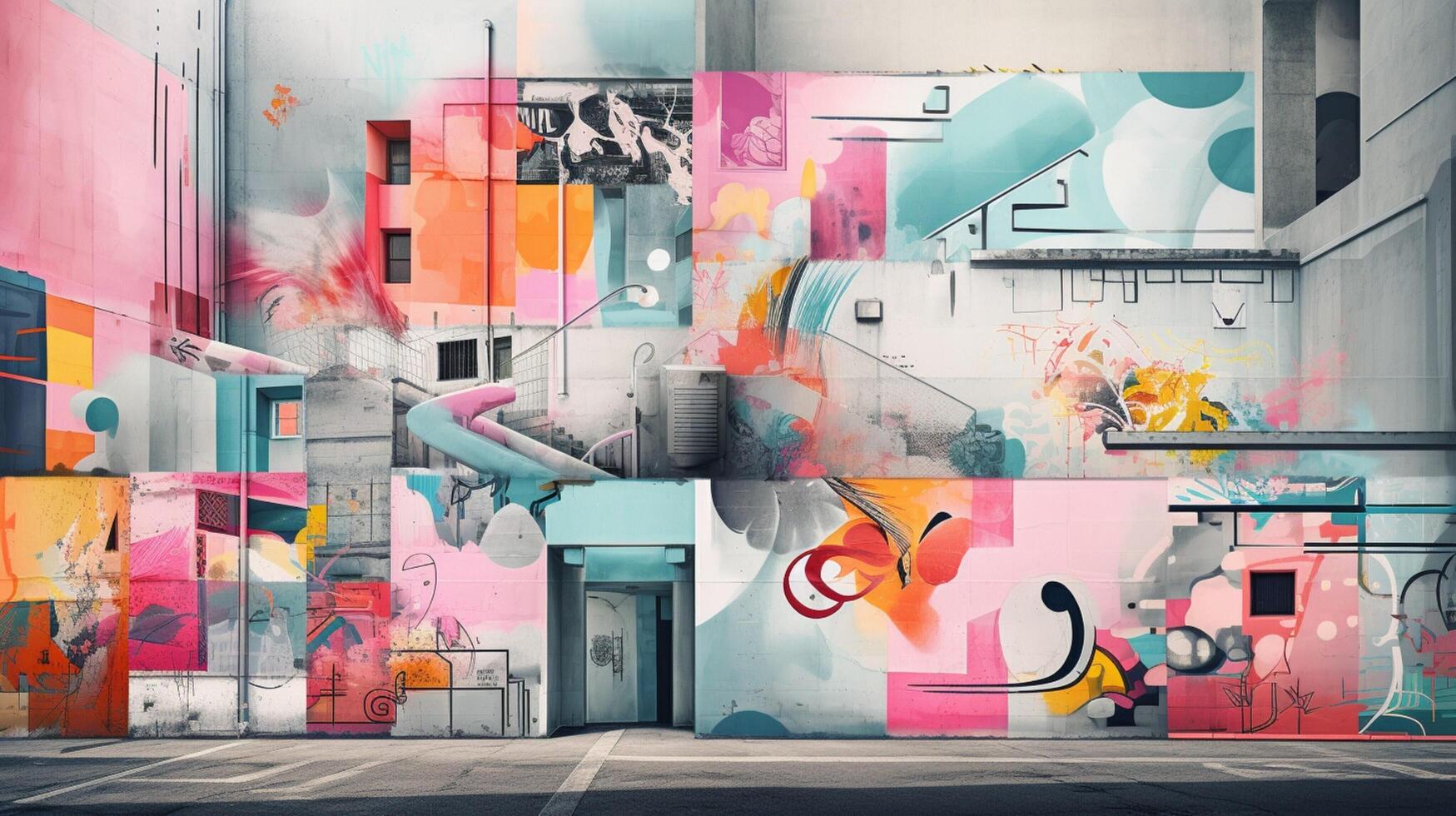 ai gegenereerd pastel collage van stedelijk kunst elementen achtergrond foto