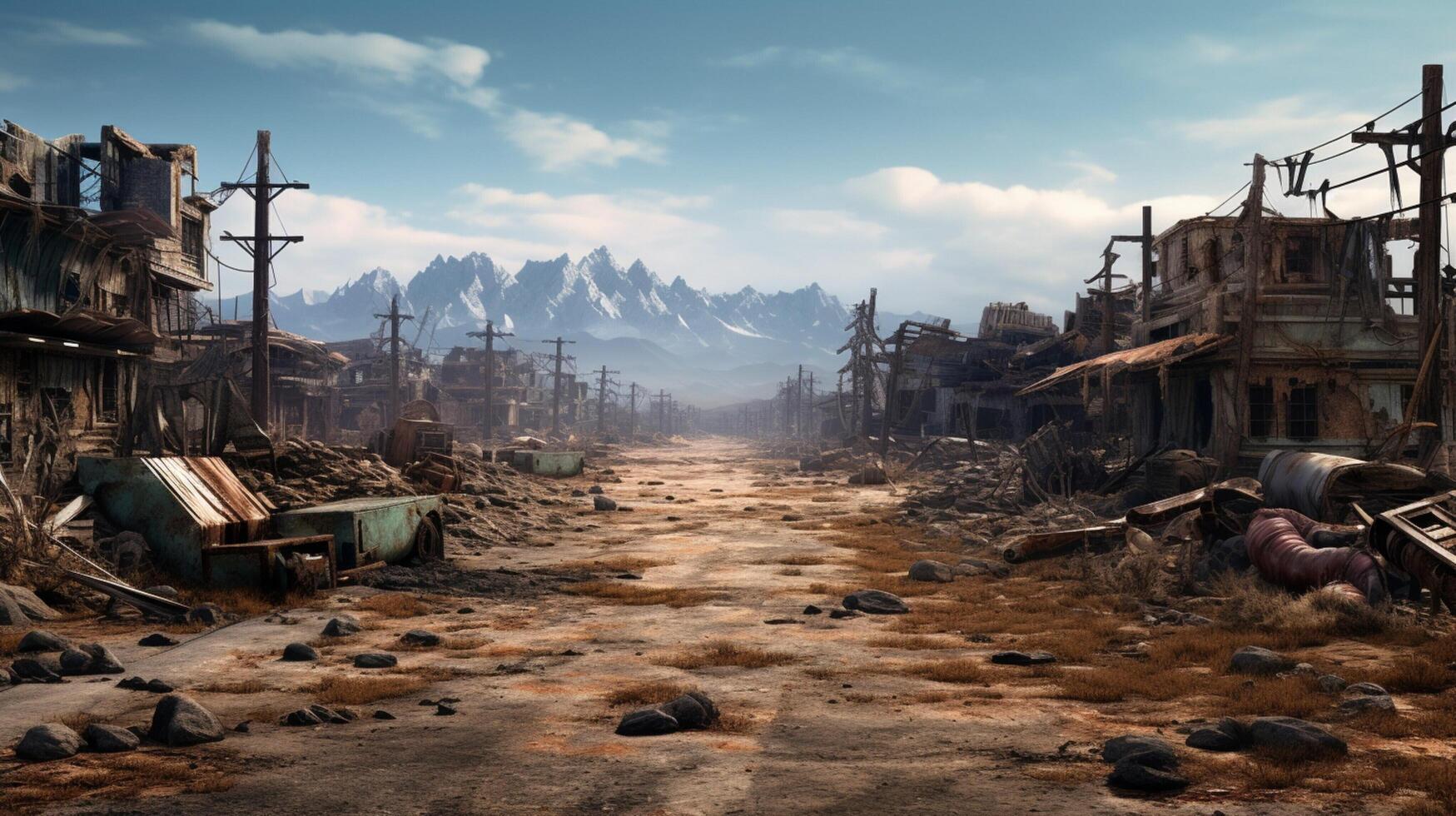 ai gegenereerd post apocalyptisch woestenijen spel achtergrond foto