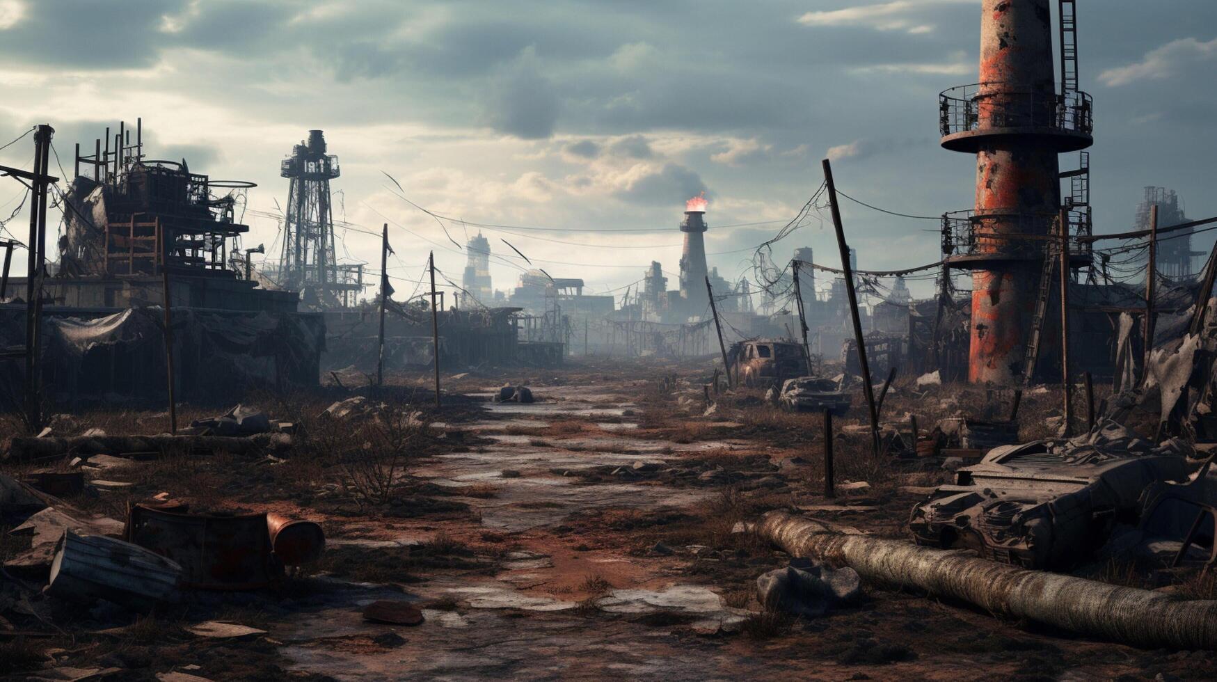 ai gegenereerd post apocalyptisch woestenijen spel achtergrond foto