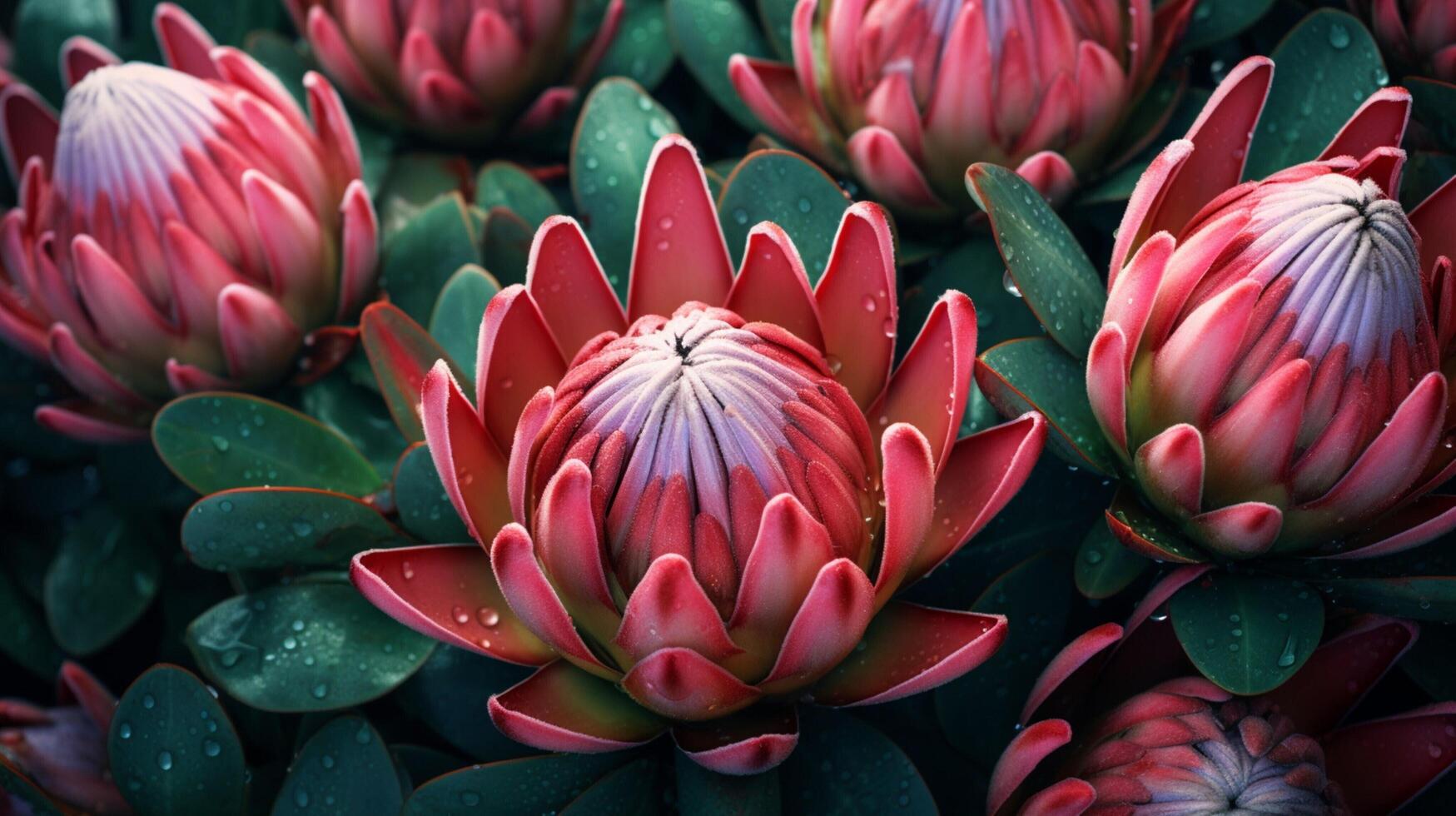 ai gegenereerd protea bloemen achtergrond foto