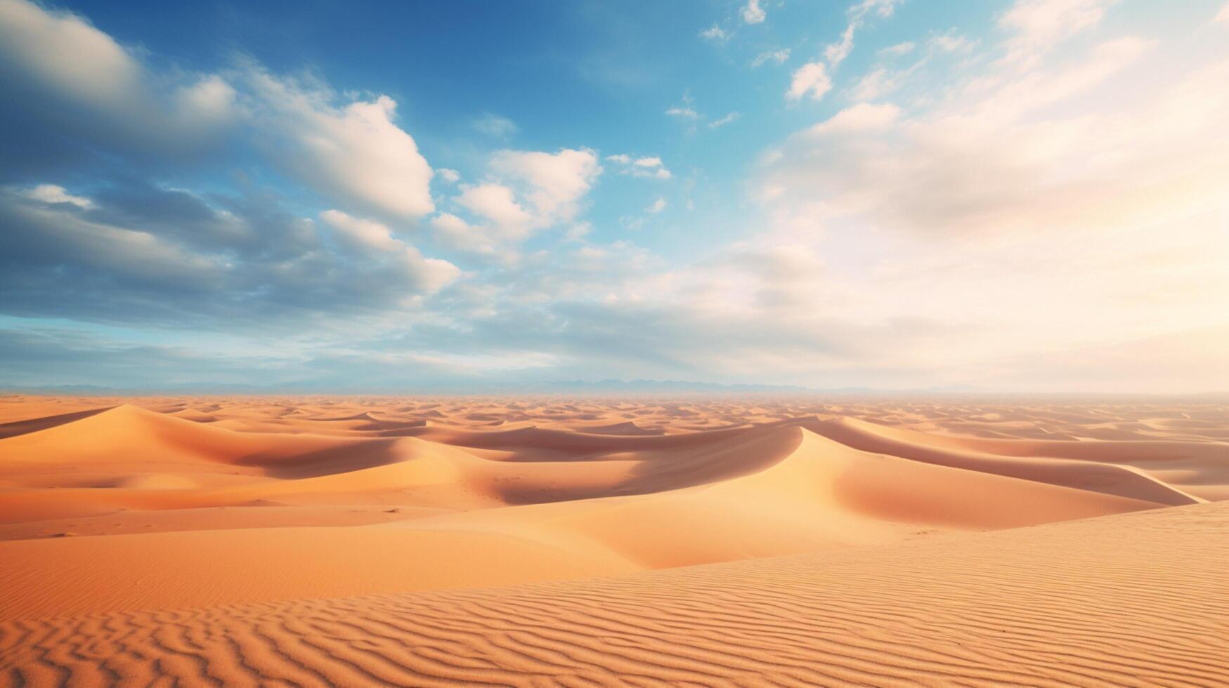 ai gegenereerd zanderig woestijn duinen achtergrond foto