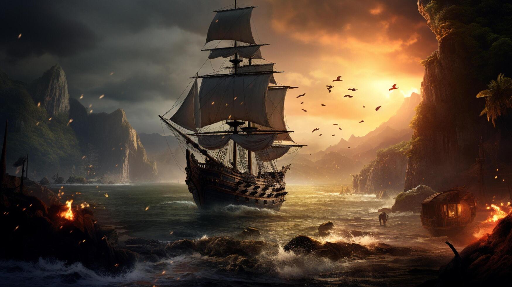 ai gegenereerd piraten spel achtergrond foto