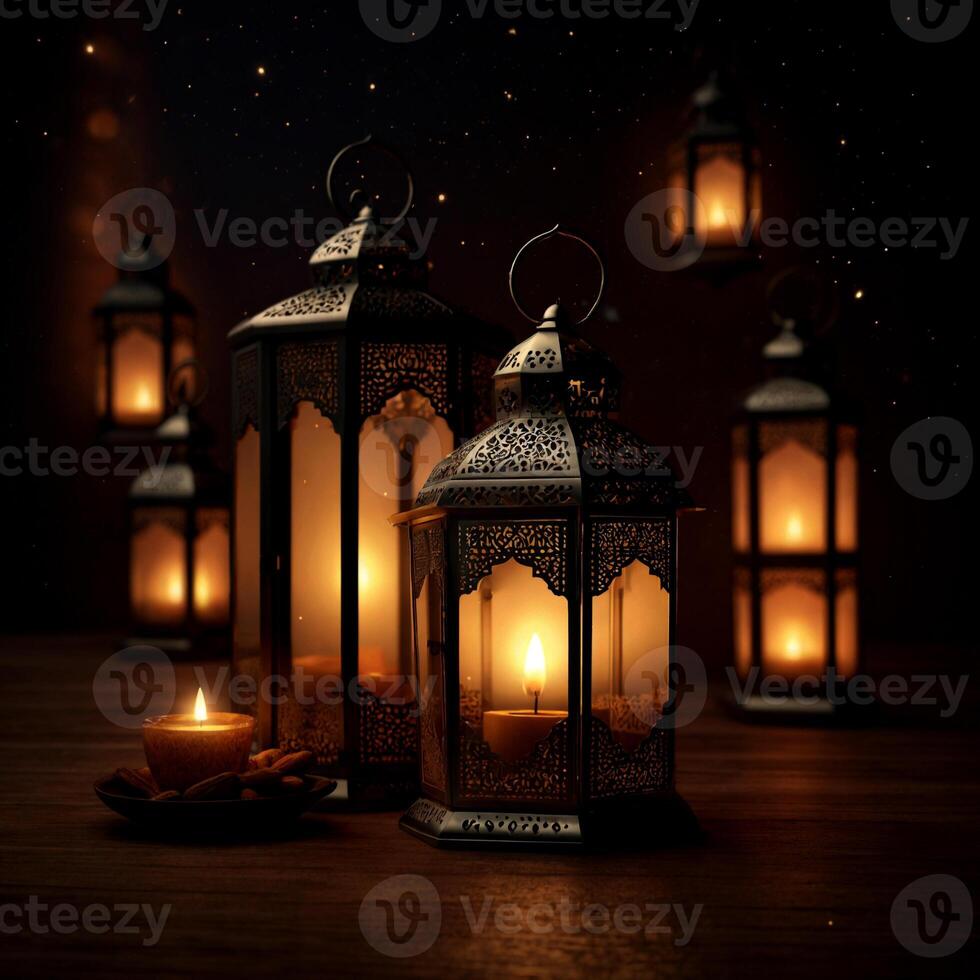 ai gegenereerd Ramadan kareem lantaarn Islamitisch patroon achtergrond.mooi lantaarn Islamitisch achtergrond.ramadan kareem wens.eid wens.lantaarn Islamitisch patroon behang. foto