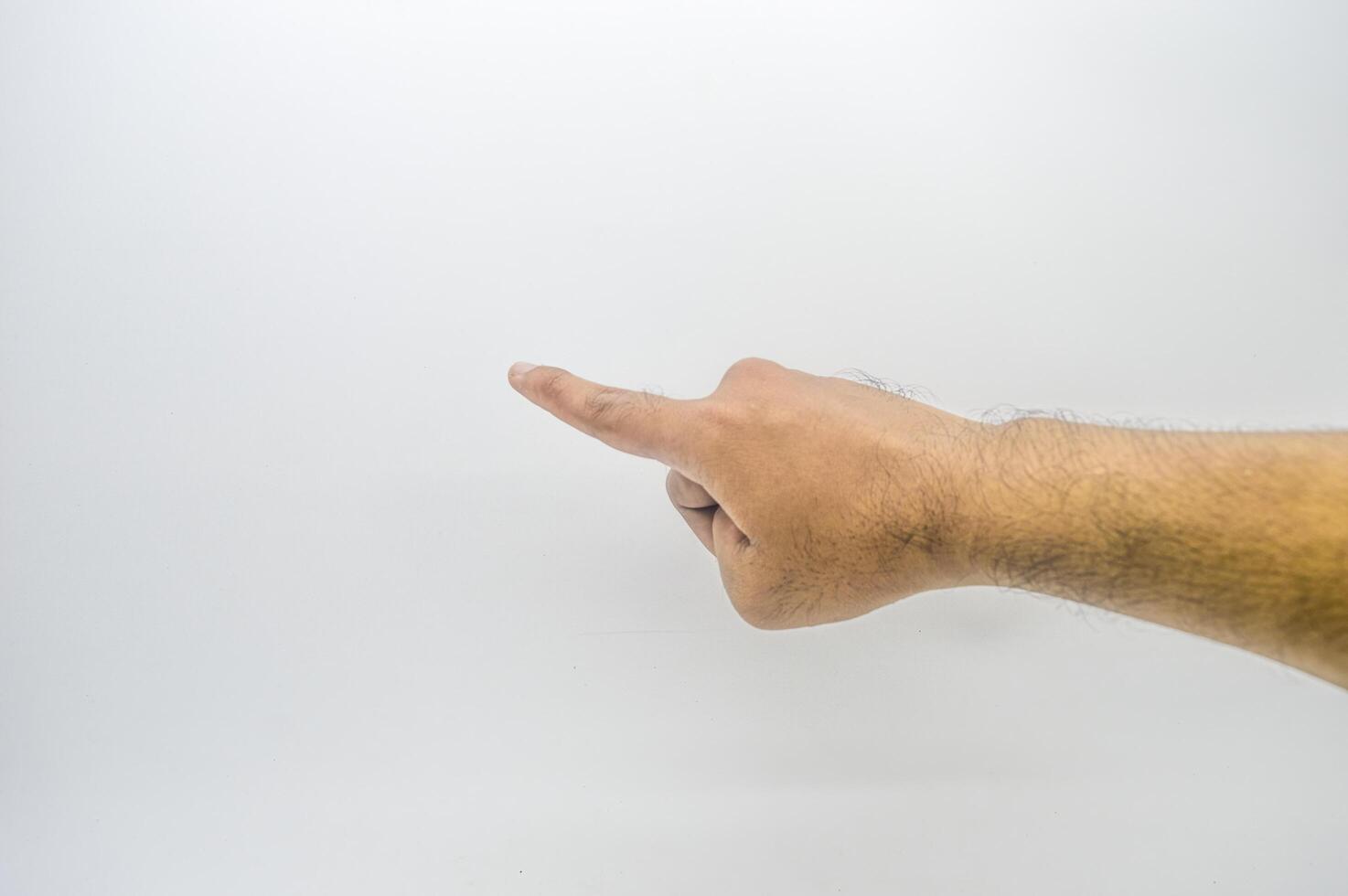 richten hand- gebaar geïsoleerd Aan wit achtergrond foto