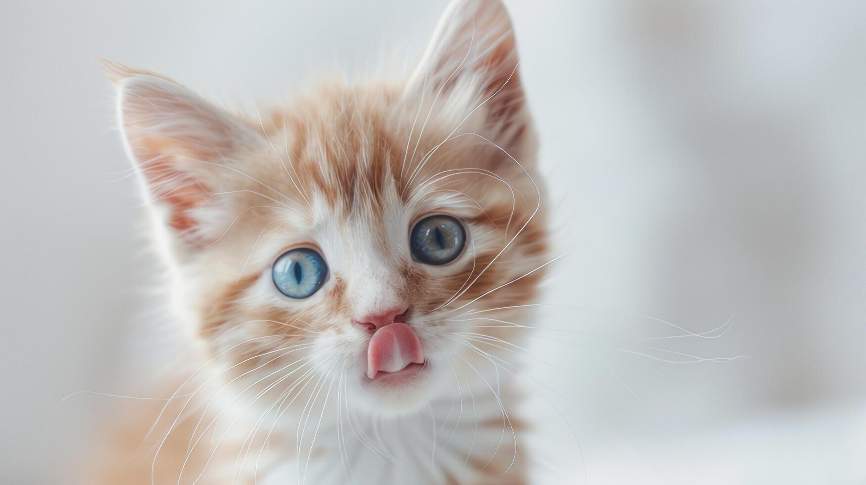 ai gegenereerd kat likt zijn lippen. schattig hongerig kat. foto