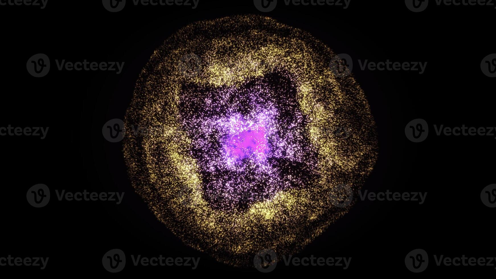 abstract animatie van kleurrijk geanimeerd caleidoscopisch achtergrond met schijnend licht deeltjes Aan de zwart achtergrond. animatie. kleurrijk deeltjes ruimte zichtbaar lus foto
