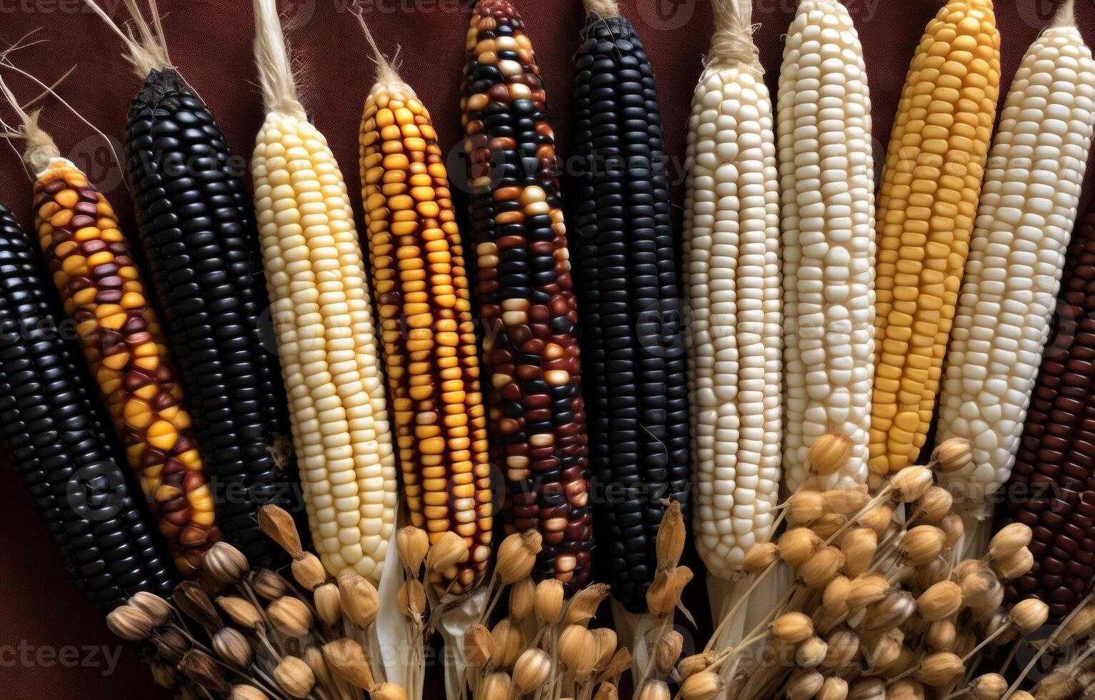 ai gegenereerd verscheidenheid van inheems maïs variëteiten. de maïs ik hebben gevonden in mijn vriend foto