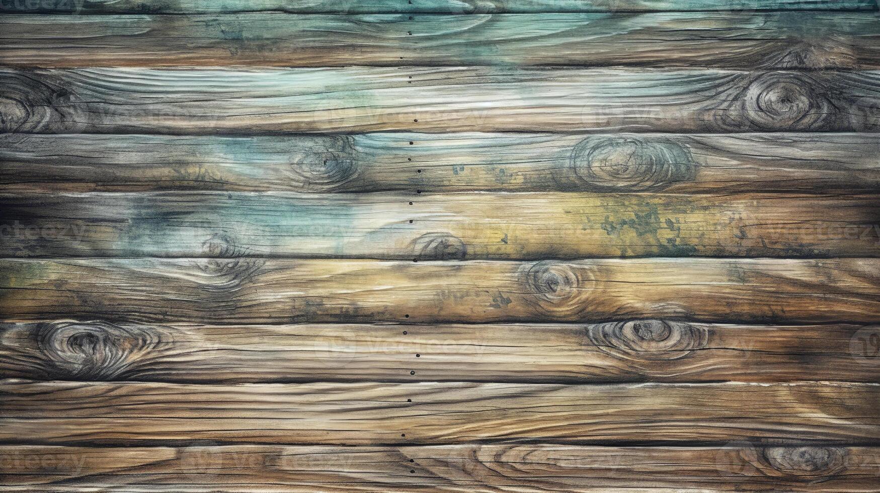ai gegenereerd rustiek houtnerf waterverf structuur achtergrond, een getextureerde houten oppervlakte met divers natuurlijk kleuren en patronen foto