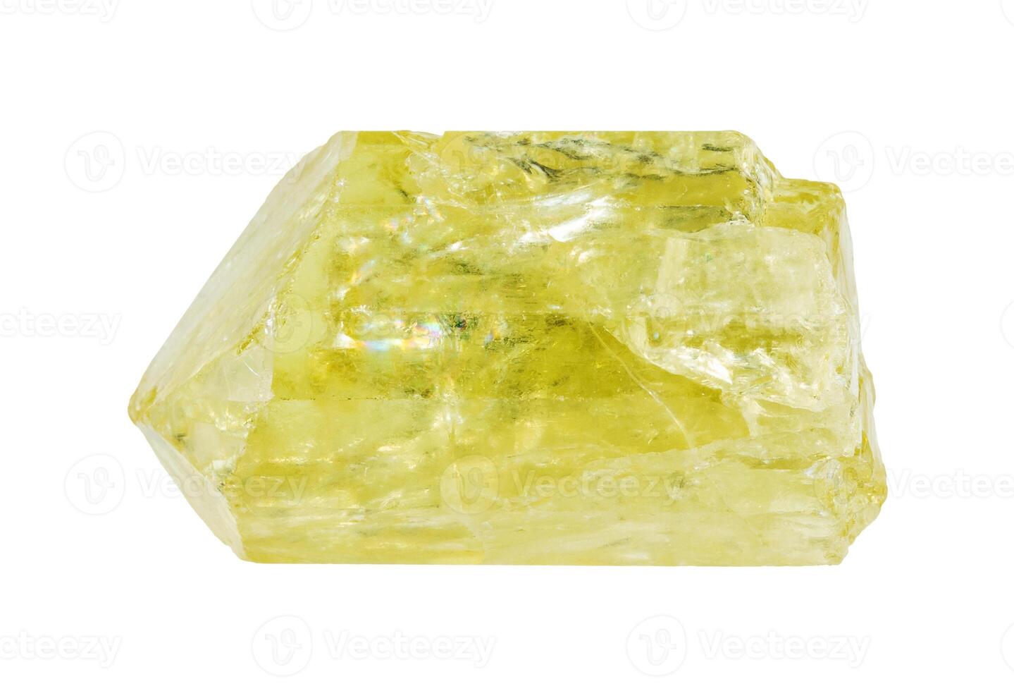 rauw geel apatiet- kristal geïsoleerd Aan wit foto