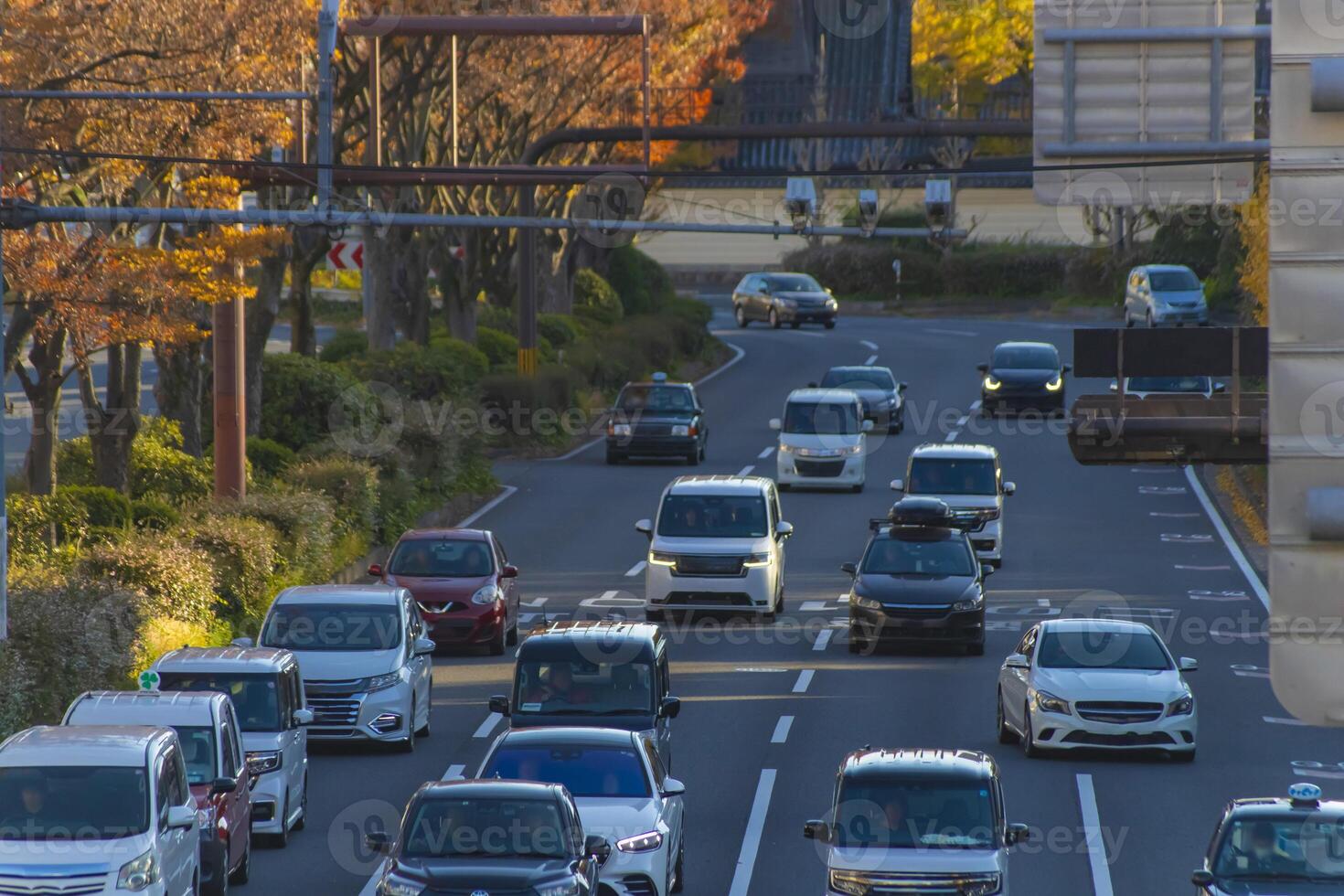 een verkeer jam Bij de groot Laan in Kyoto telefoto schot foto