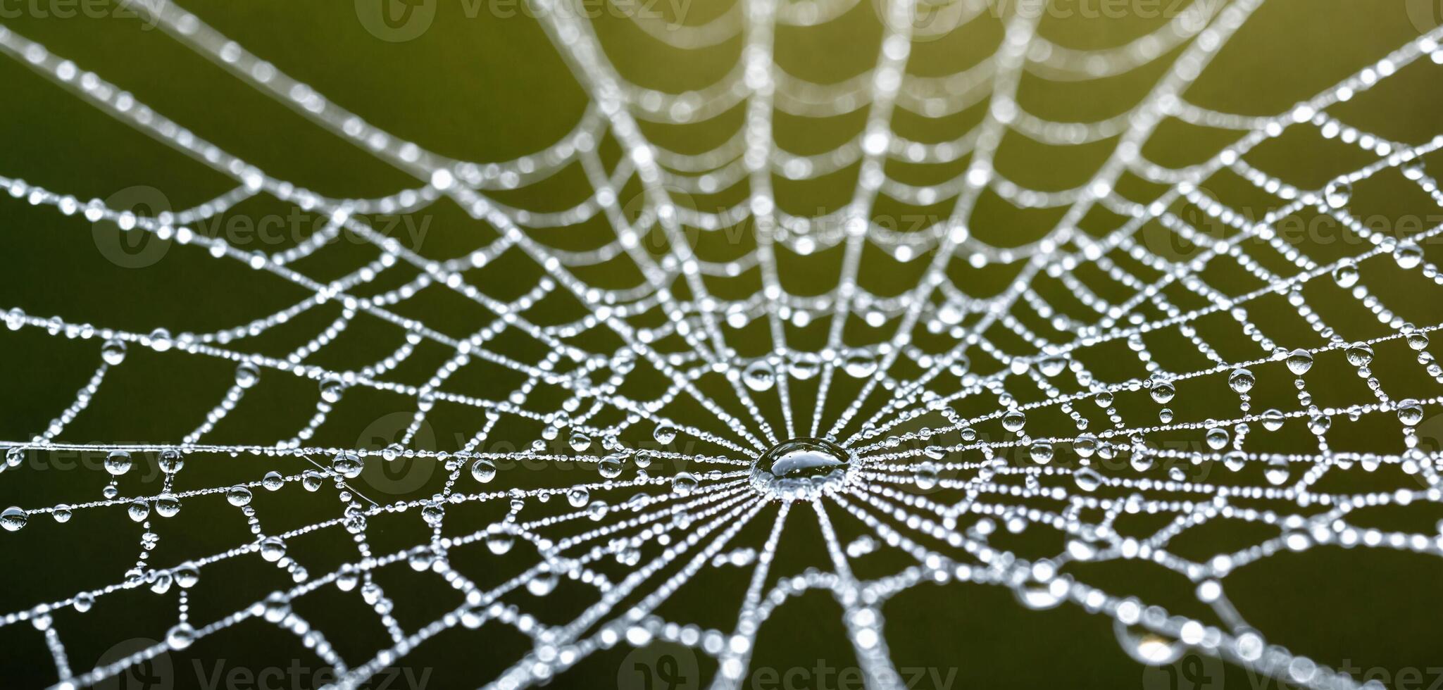 ai gegenereerd spinnenweb, dauw, ochtend- - glinstert met ochtend- dauw, natuurlijk licht, vertegenwoordigt natuur schoonheid. dauw druppels verfraaien spinnenweb, kalmte van ochtend, geeft aan natuur weerstand. foto