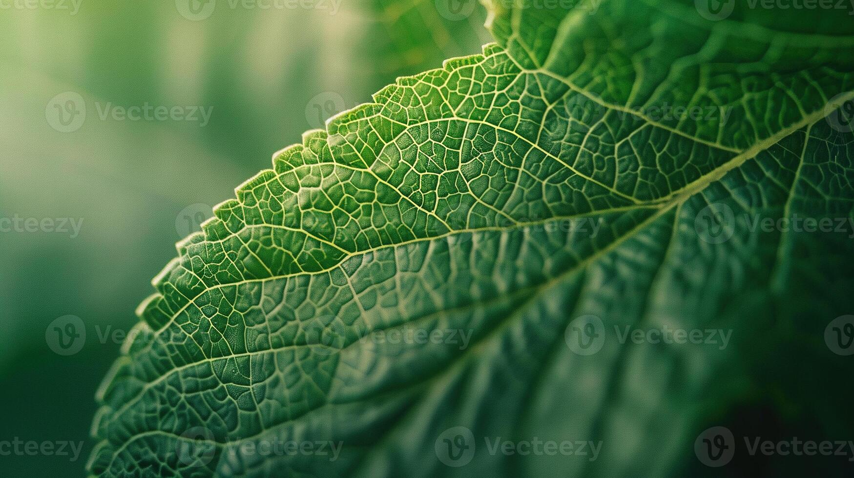 ai gegenereerd aarde dag - macro schot van groen blad ader. eco milieu met kopiëren ruimte. bladeren tafereel en natuur behang voor presentatie foto