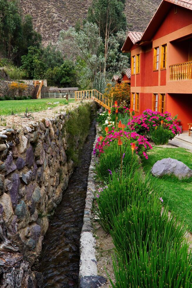 ollantaytambo, Peru, 2015 - hotel gronden zuiden Amerika met tuin foto
