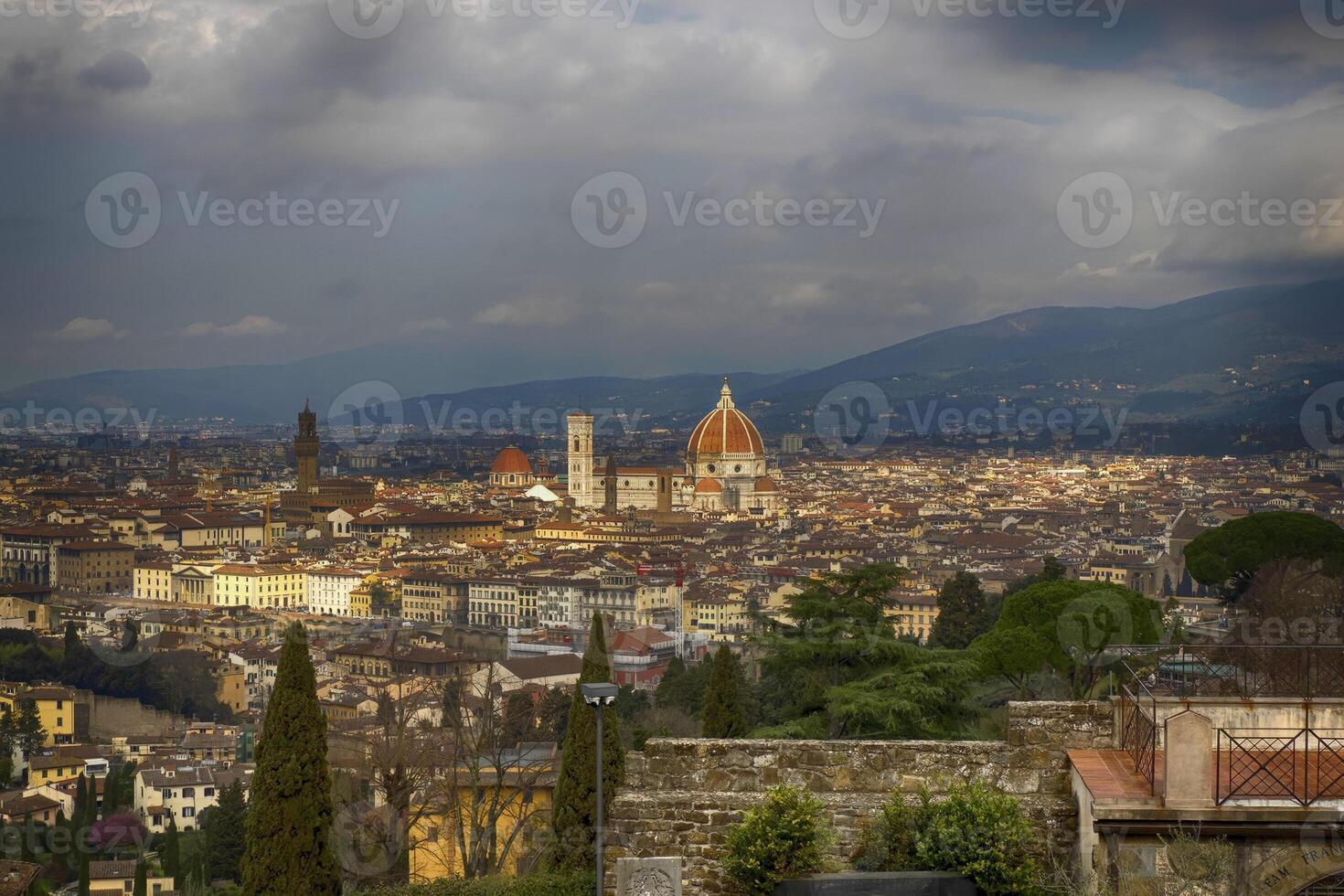 Florence koepel brunelleschi visie van san miniato kerk foto