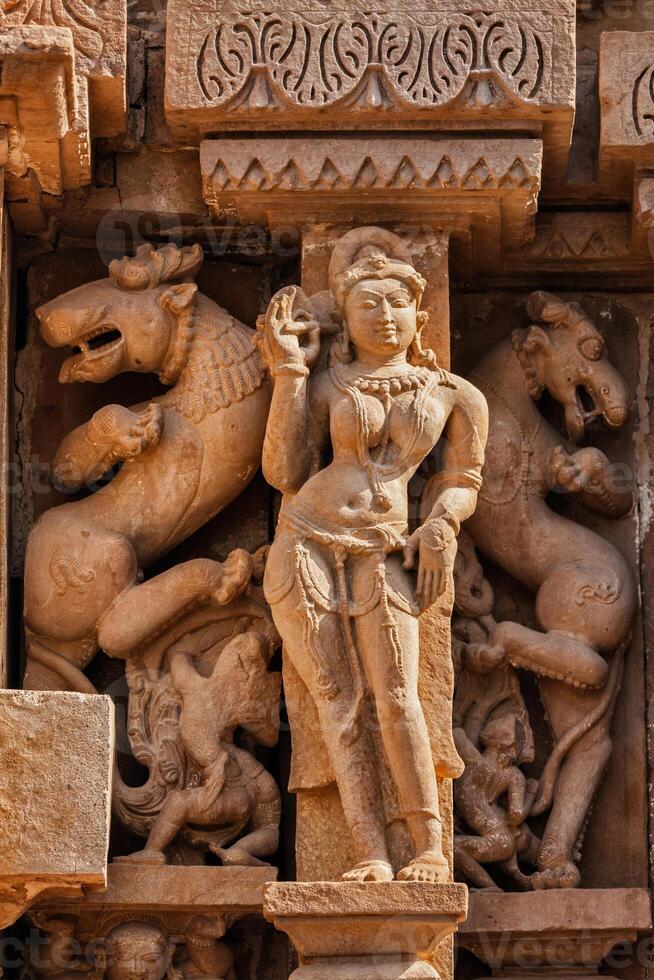 beroemd sculpturen van khajuraho tempels, Indië foto