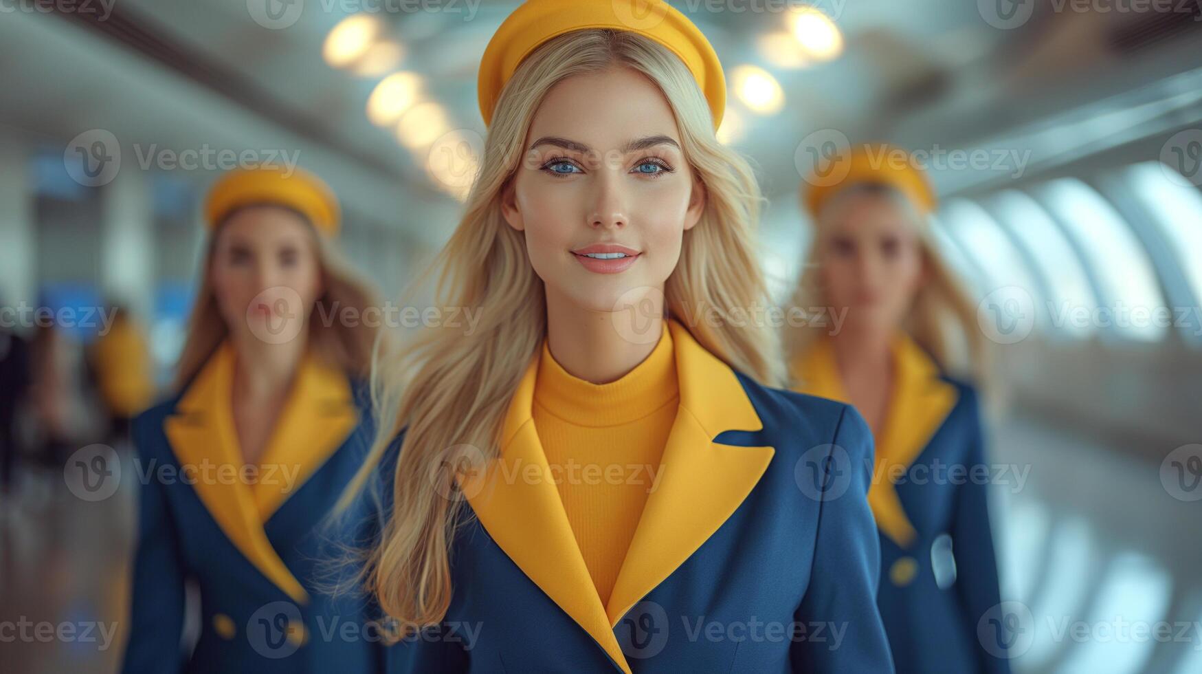 ai gegenereerd boeiend stewardess portretten. foto
