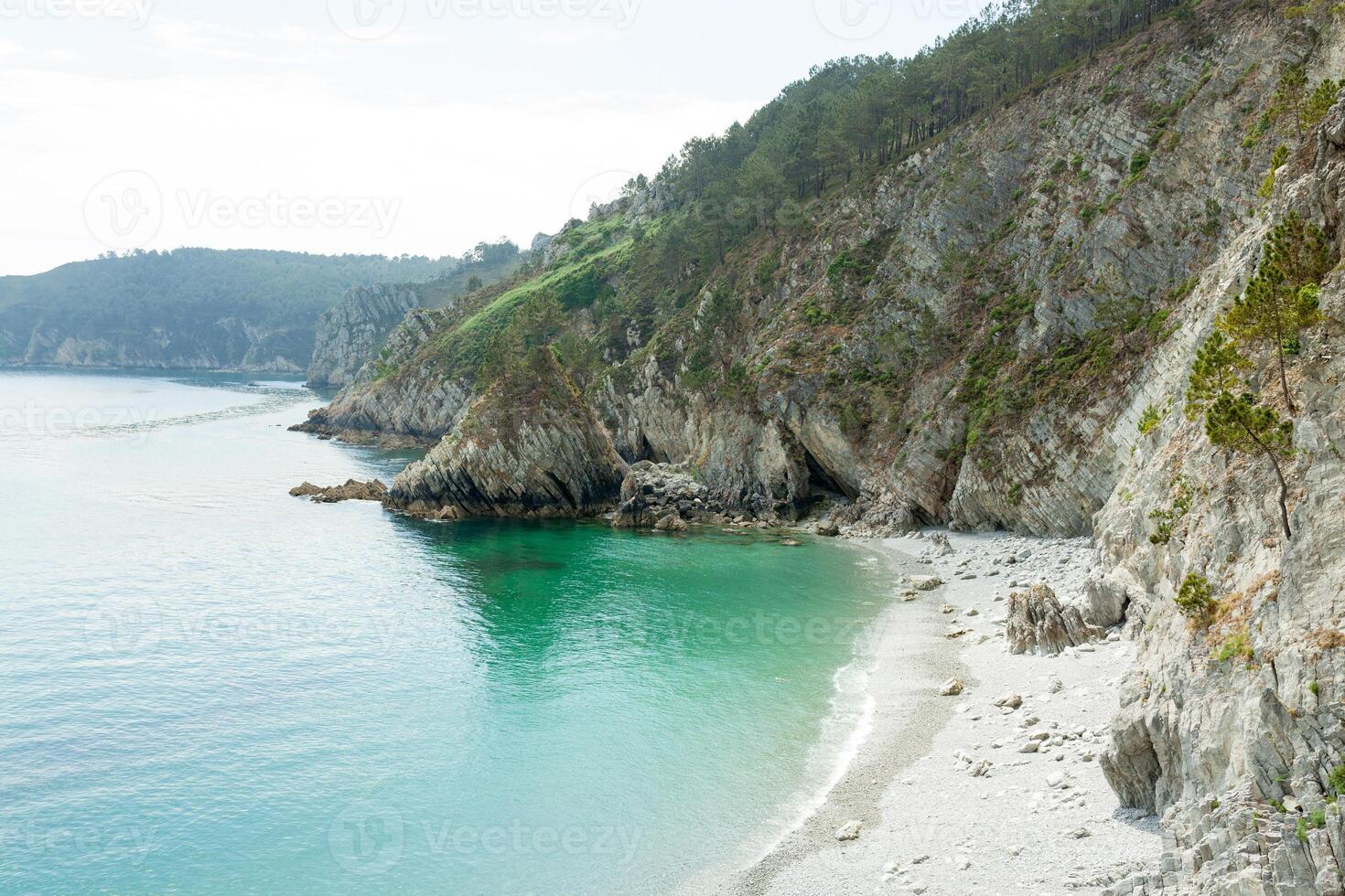 oceaan visie. natuur achtergrond met niemand. morgat, crozon schiereiland, Bretagne, Frankrijk foto