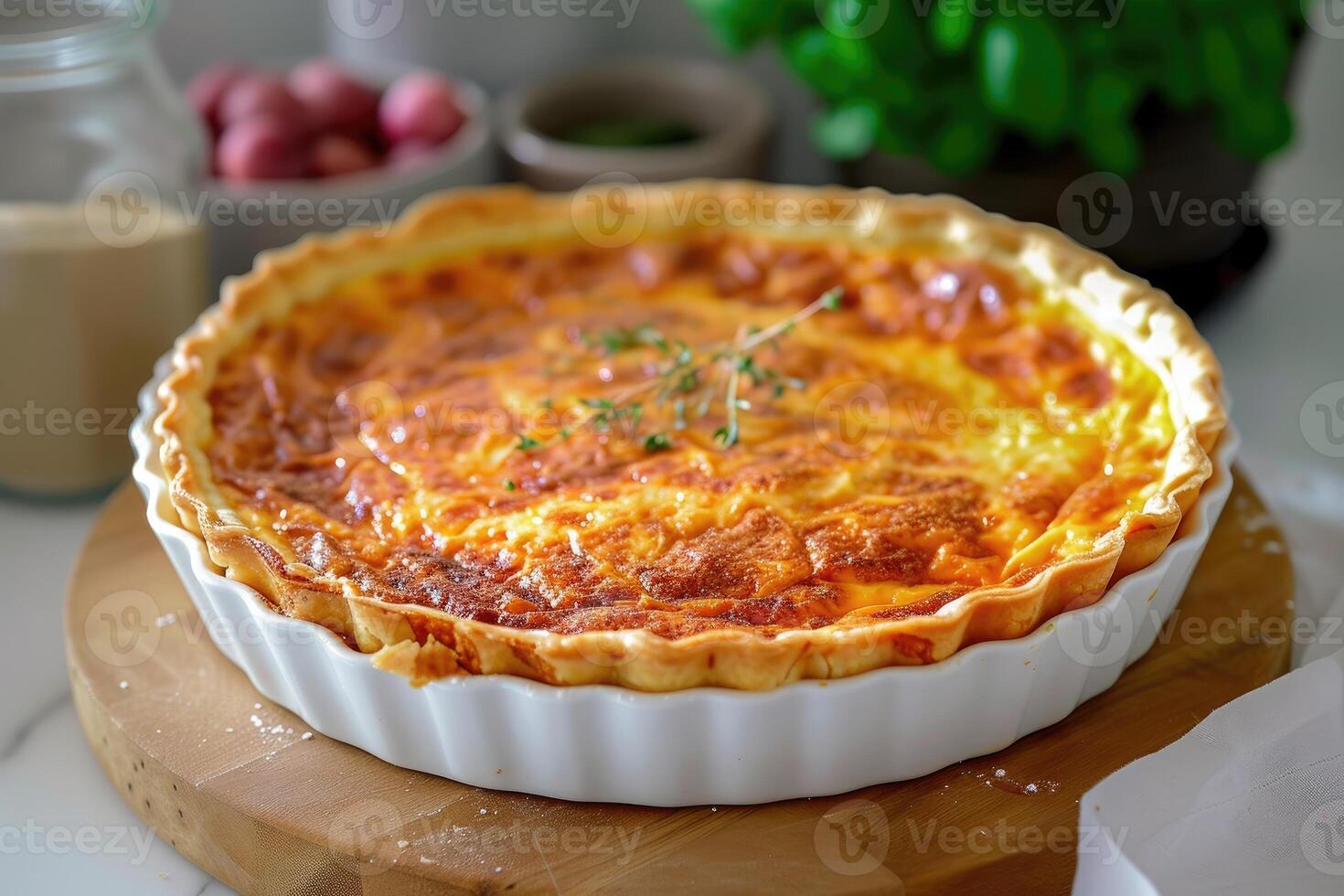 ai gegenereerd Frans culinaire erfgoed, perfectioneren Quiche Lotharingen foto