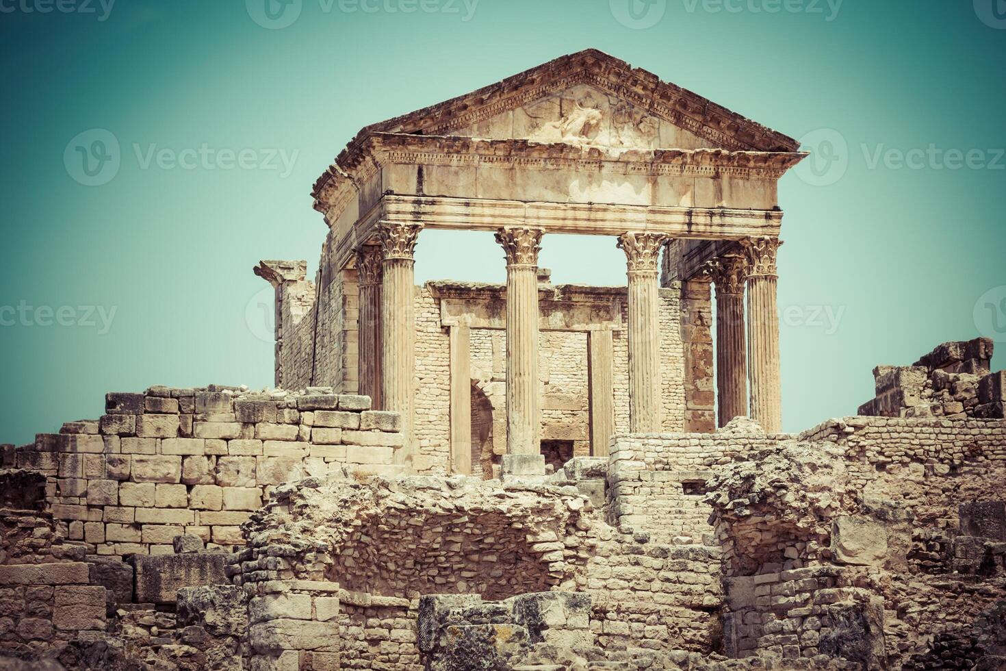 dougga, Romeins ruïnes een UNESCO wereld erfgoed plaats in Tunesië foto