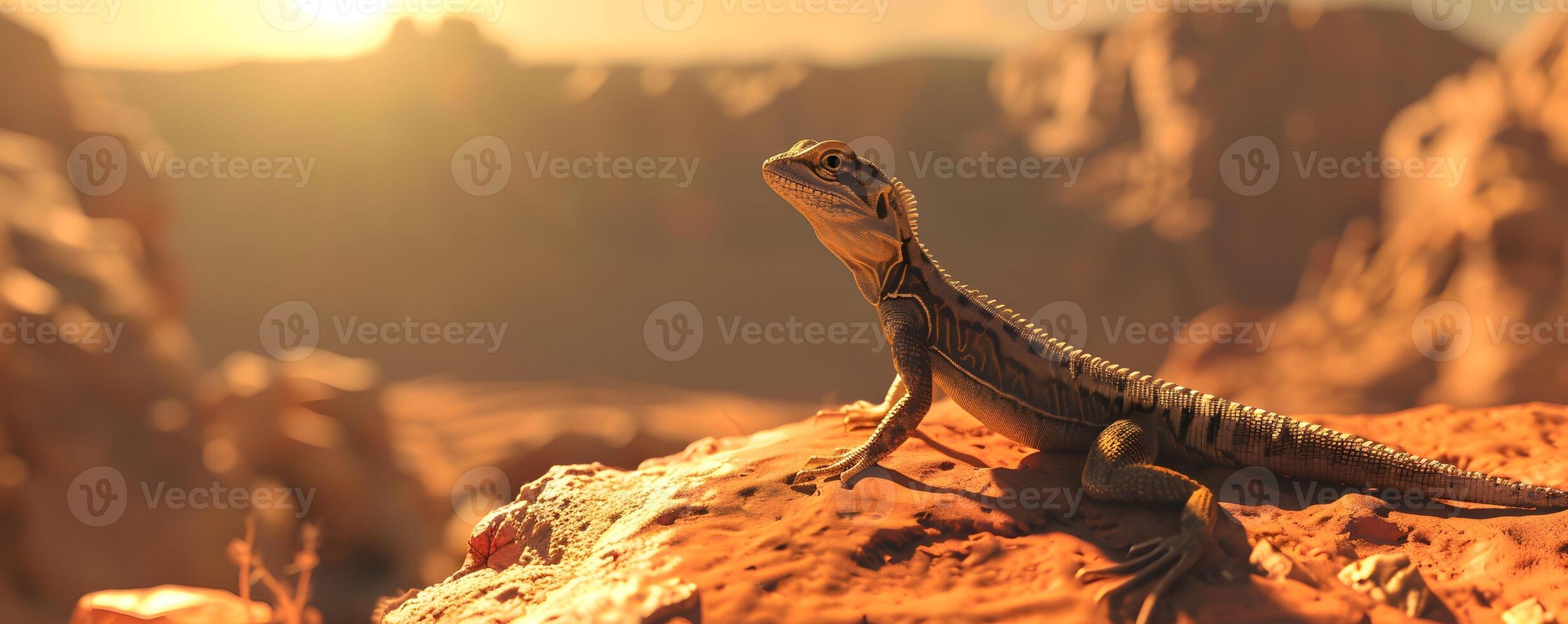 ai gegenereerd behendig hagedis genieten, zonnen warm omarmen, woestijnen juweel foto