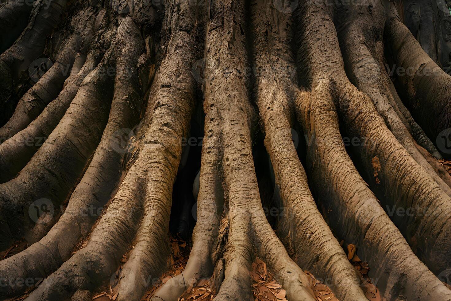 ai gegenereerd groot poreus boom koffers, natuurlijk structuur achtergrond foto