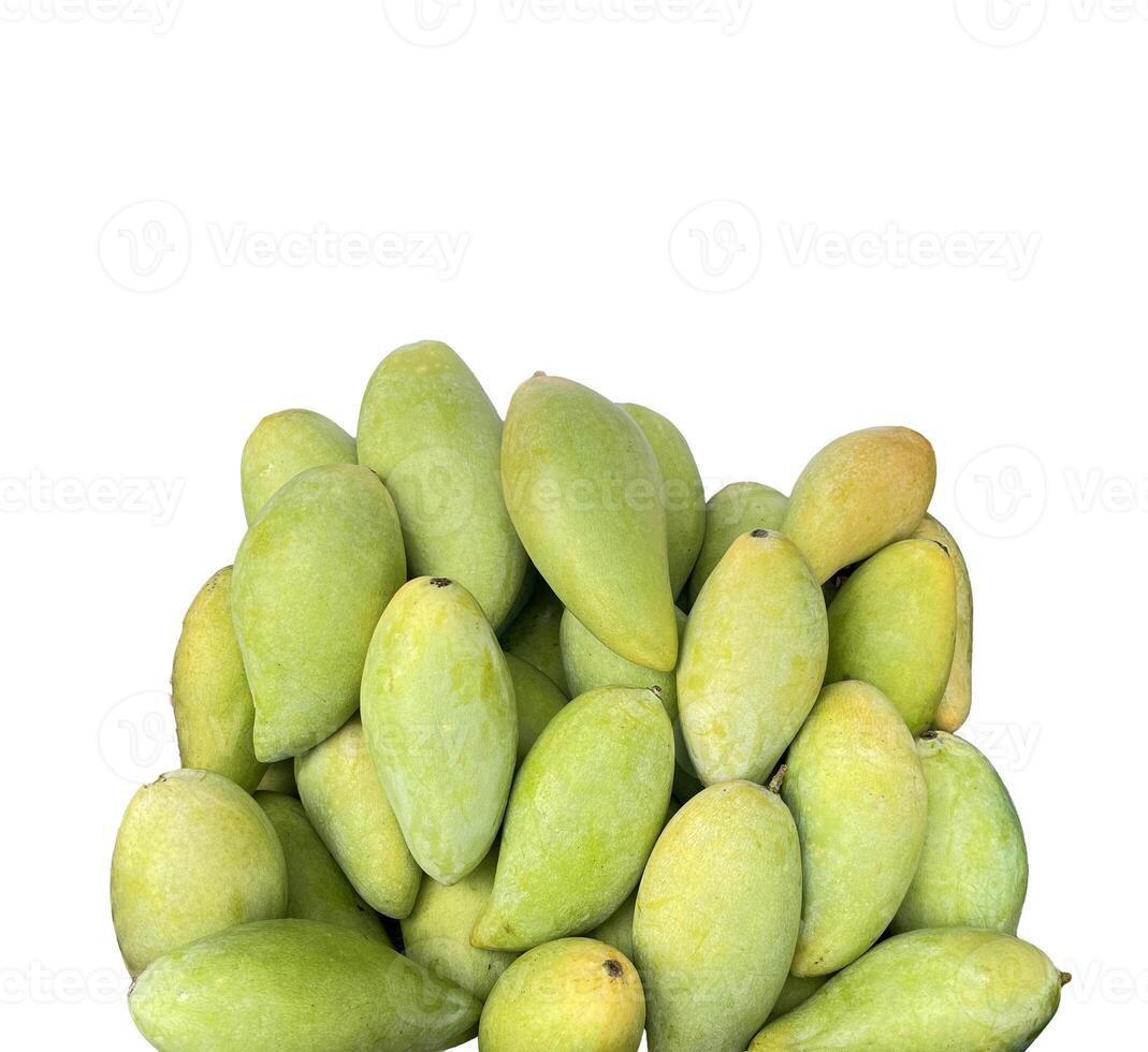 geïsoleerd stapel van rijp mango's, naam dok mai verscheidenheid, Aan wit achtergrond. foto