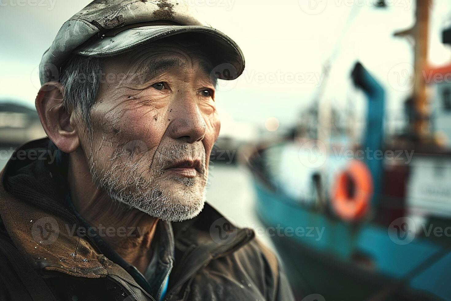 ai gegenereerd dag van de zeevarende portret zeevarende staren Bij horizon in bruisend haven foto