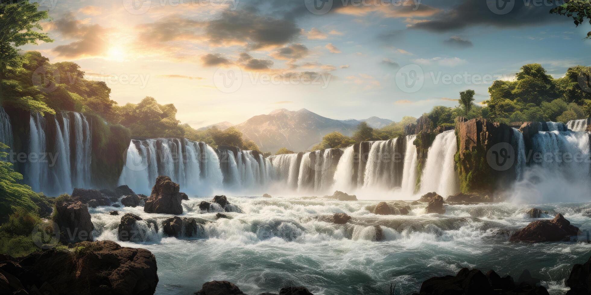 ai gegenereerd mooi watervallen achtergrond foto