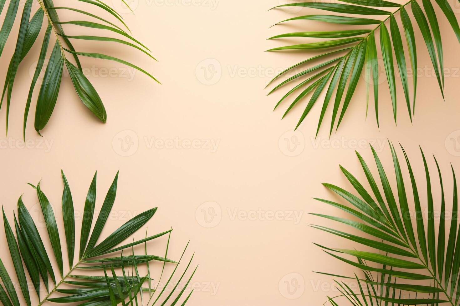 foto vers palm bladeren Aan beige achtergrond