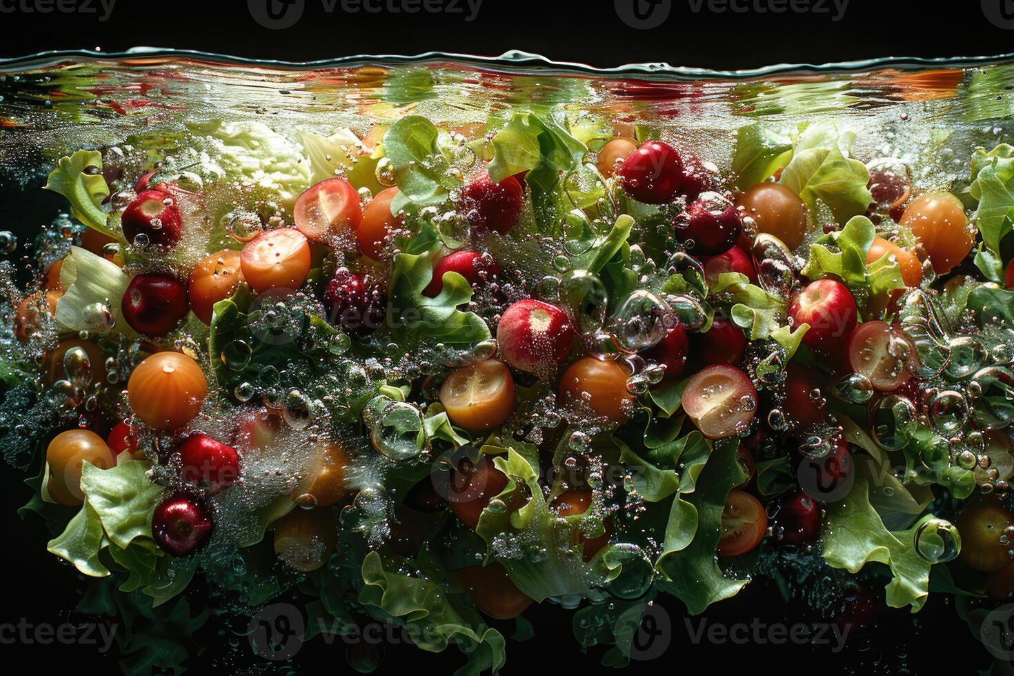 een vers fruit of groenten met water druppels creëren een plons reclame voedsel fotografie foto